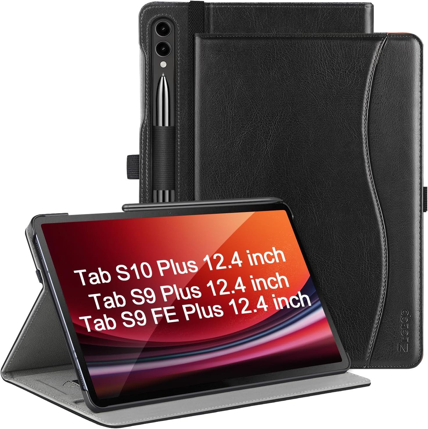 ZtotopCases Tablet-Hülle Case Samsung mit Ständer Stiftfach für Galaxy Tab S10+/S9+/S9 FE+ 12.4 Zoll, Mit S Pen Halter, Fronttasche und magnetischer Aufstellfunktion
