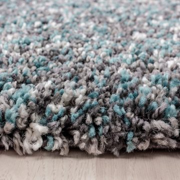 Teppich Hochflor Teppich Enrico Blau, Teppich Boss, rund, Höhe: 30 mm