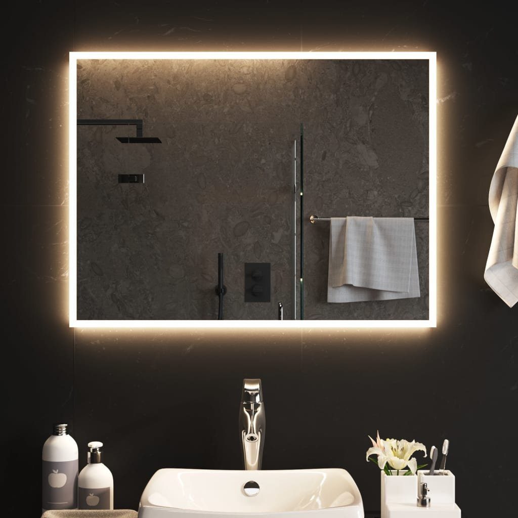 furnicato Wandspiegel 60x80 cm LED-Badspiegel