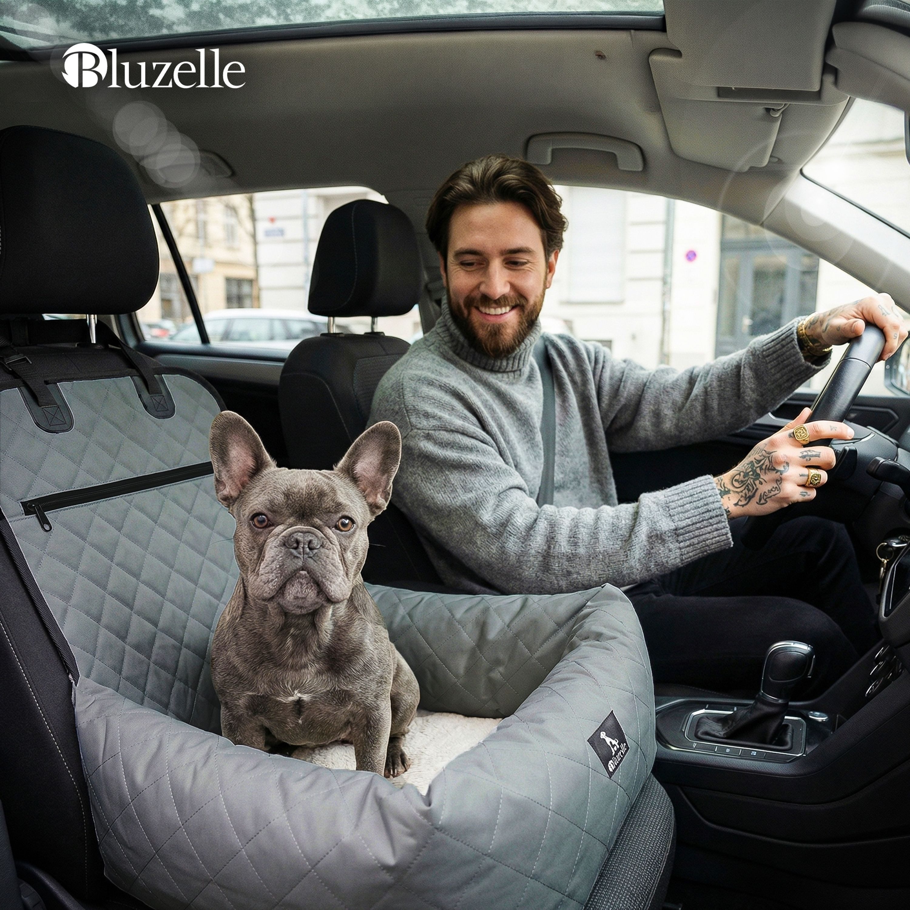 Bluzelle Hunde-Autositz Premium Hunde Autositz, 2-in-1 Hundebett, Haustier Auto Transport-Sitz, Wasserfester Oxford Stoff, Reise Hundesitz für Kleine & Mittlere – Bild 2 von 5