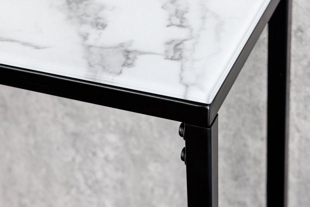 schwarz Marmor-Dekor 110cm · · weiß Kristallglas · Konsolentisch Barock · 1-St), riess-ambiente Flur / · eckig BOUTIQUE Metall (Einzelartikel,