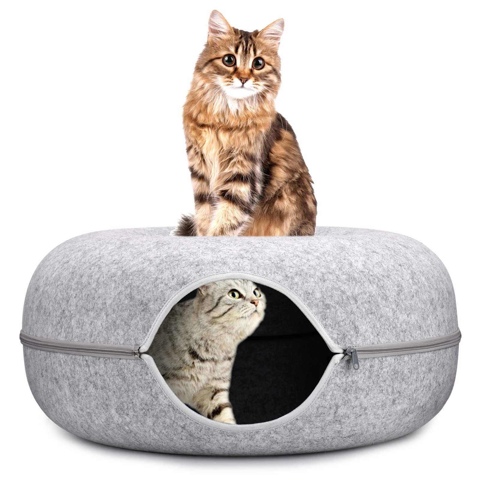 Tierbett Katzenhöhle Katzentunnel Filz Donut Rascheltunnel für Katzen 50cm