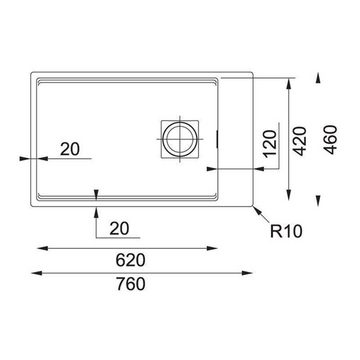 FRANKE Granitspüle Franke Unterbauspüle Kubus 2 KNG 110-62 Fragranit+ Black Matt, 76/46 cm