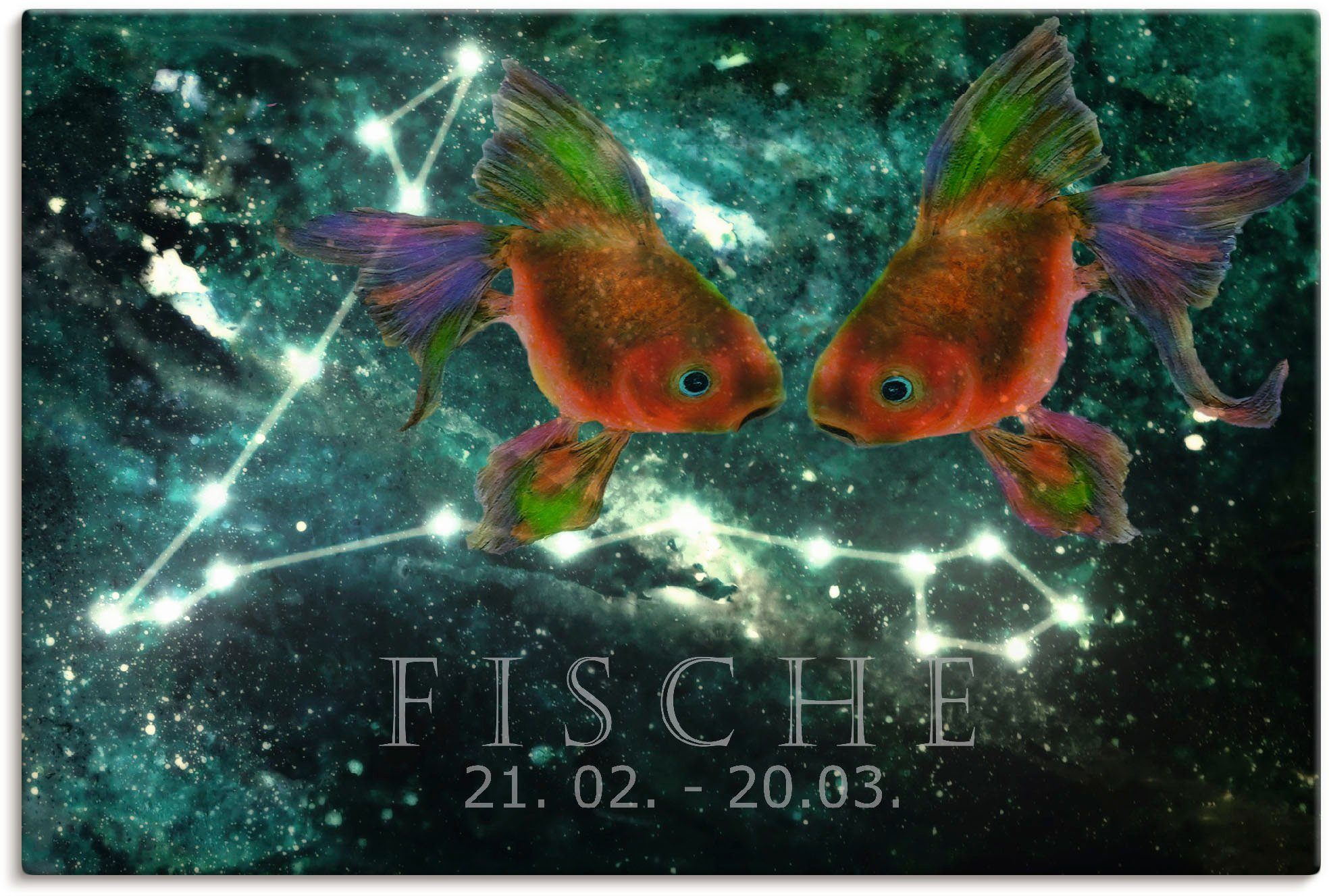 Artland Wandbild Sternzeichen - Fische, Изображения von Sternzeichen (1 St), als Leinwandbild, Плакат in verschied. Größen