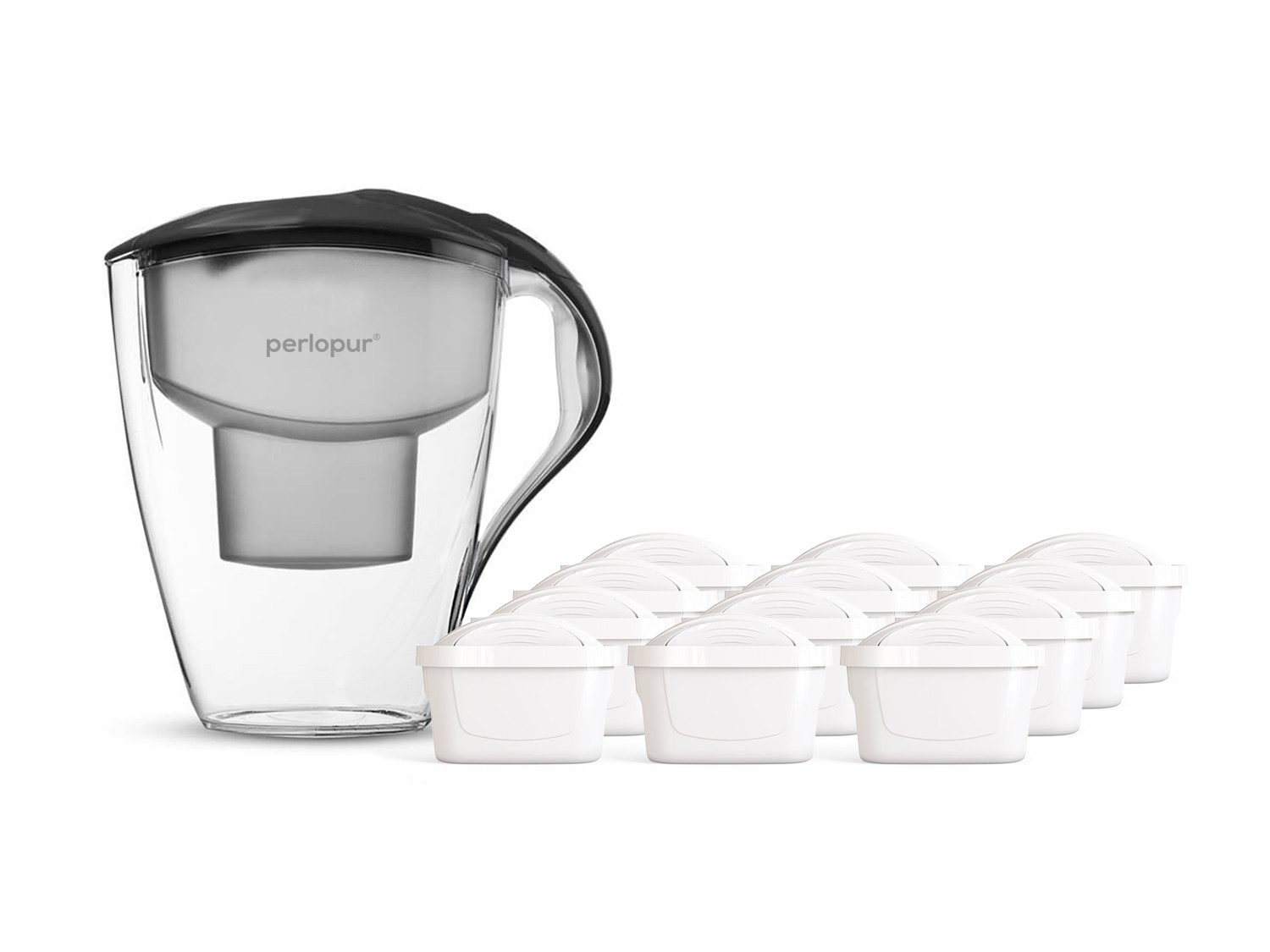 PerloPur Wasserfilter PerloPur Astra (anthrazit) - inkl. 12 unimax Filterkartuschen