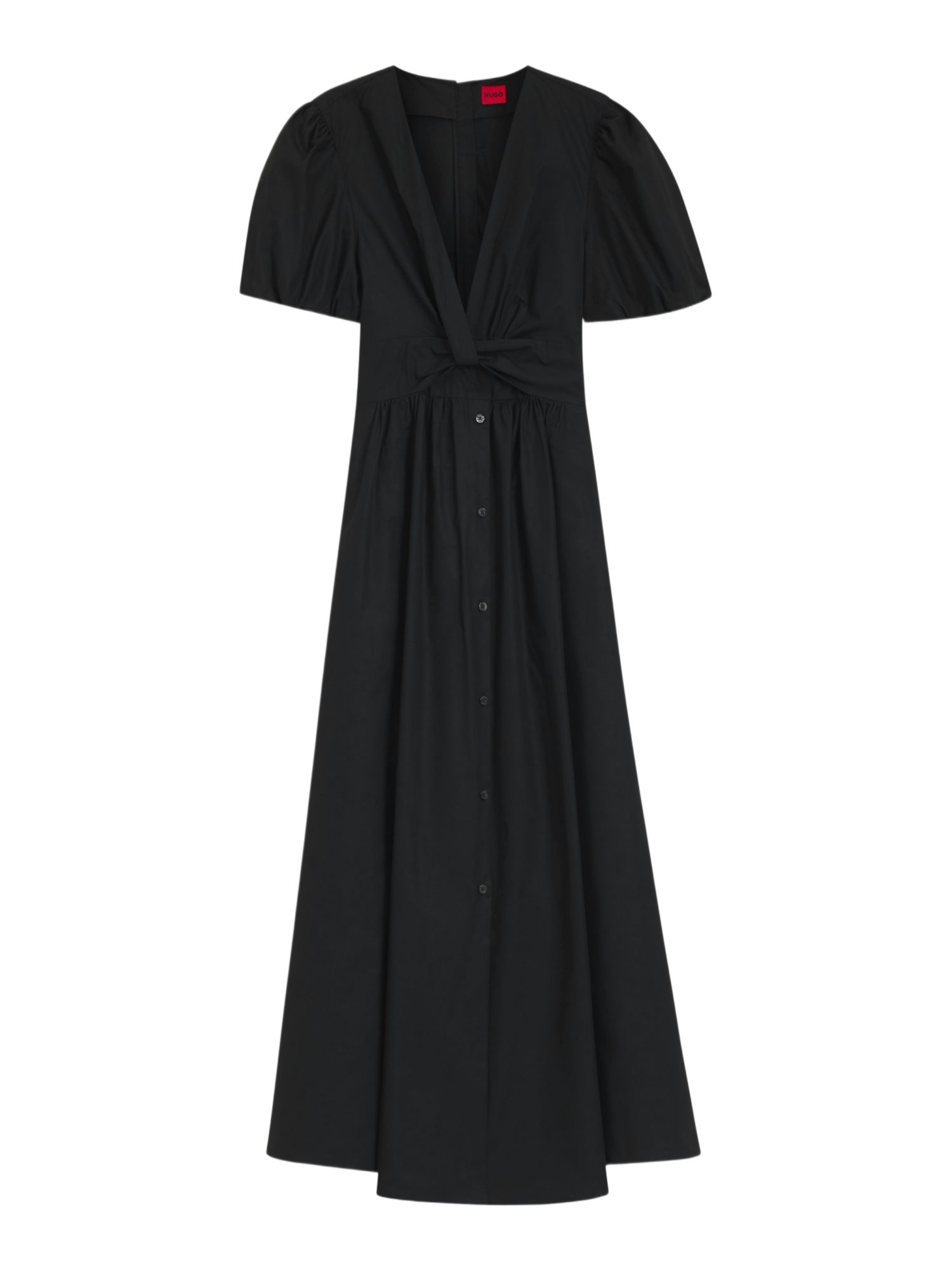 HUGO Midikleid HUGO Women RED schwarz,Casual,Baumwolle,Unifarben,V-Ausschnitt,Kurz,Regular Fit