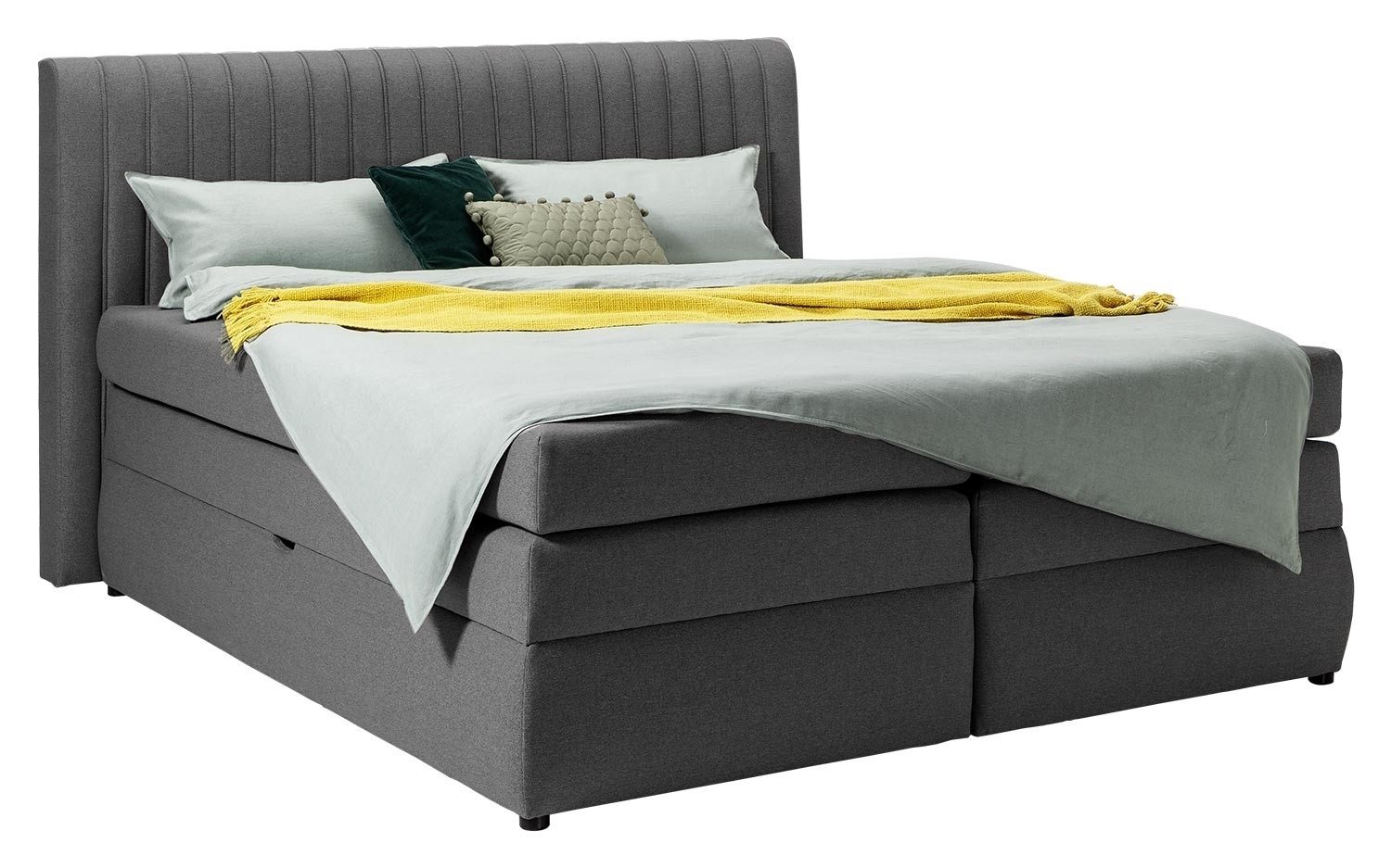 LIV'IN Boxspringbett ARONA, 180 x 200 cm, Dunkelgrau, Webstoff, mit 2 Bettkästen