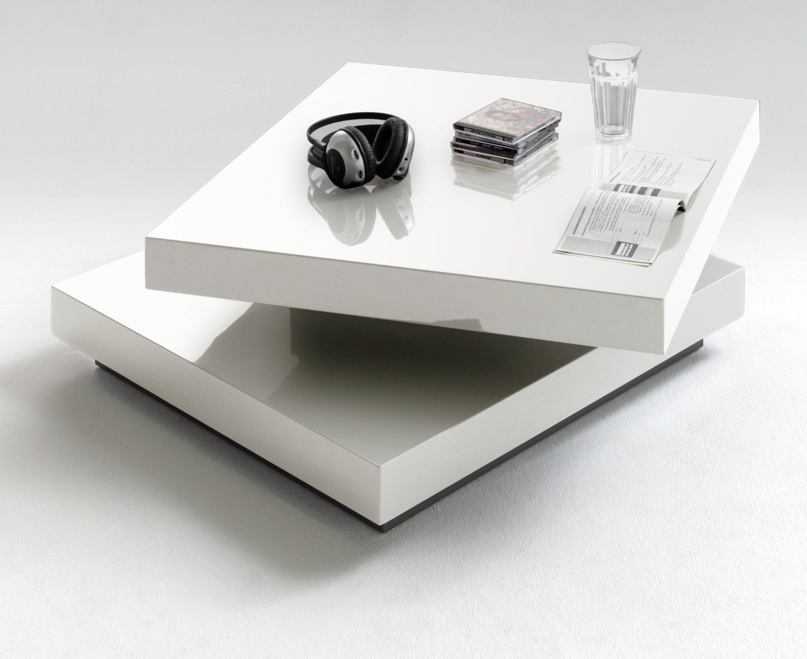 Tisch Hochglanz, Couchtisch quadratisch, weiß MCA furniture (Wohnzimmertisch 75x75 cm), Hugo schwenkbar