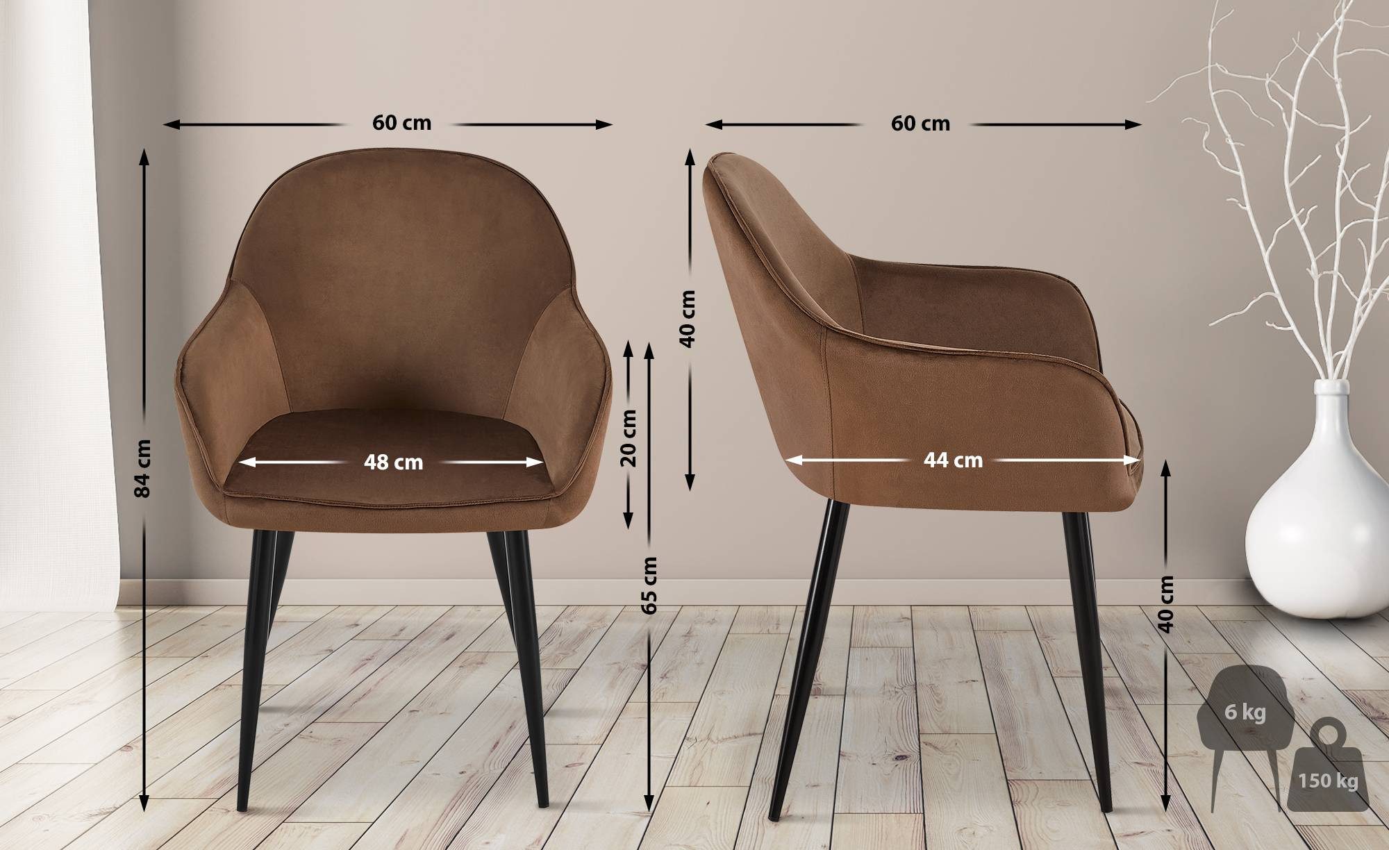 CLP Esszimmerstuhl Boise, Polsterstuhl mit Samt-Bezug, Metallgestell günstig online kaufen