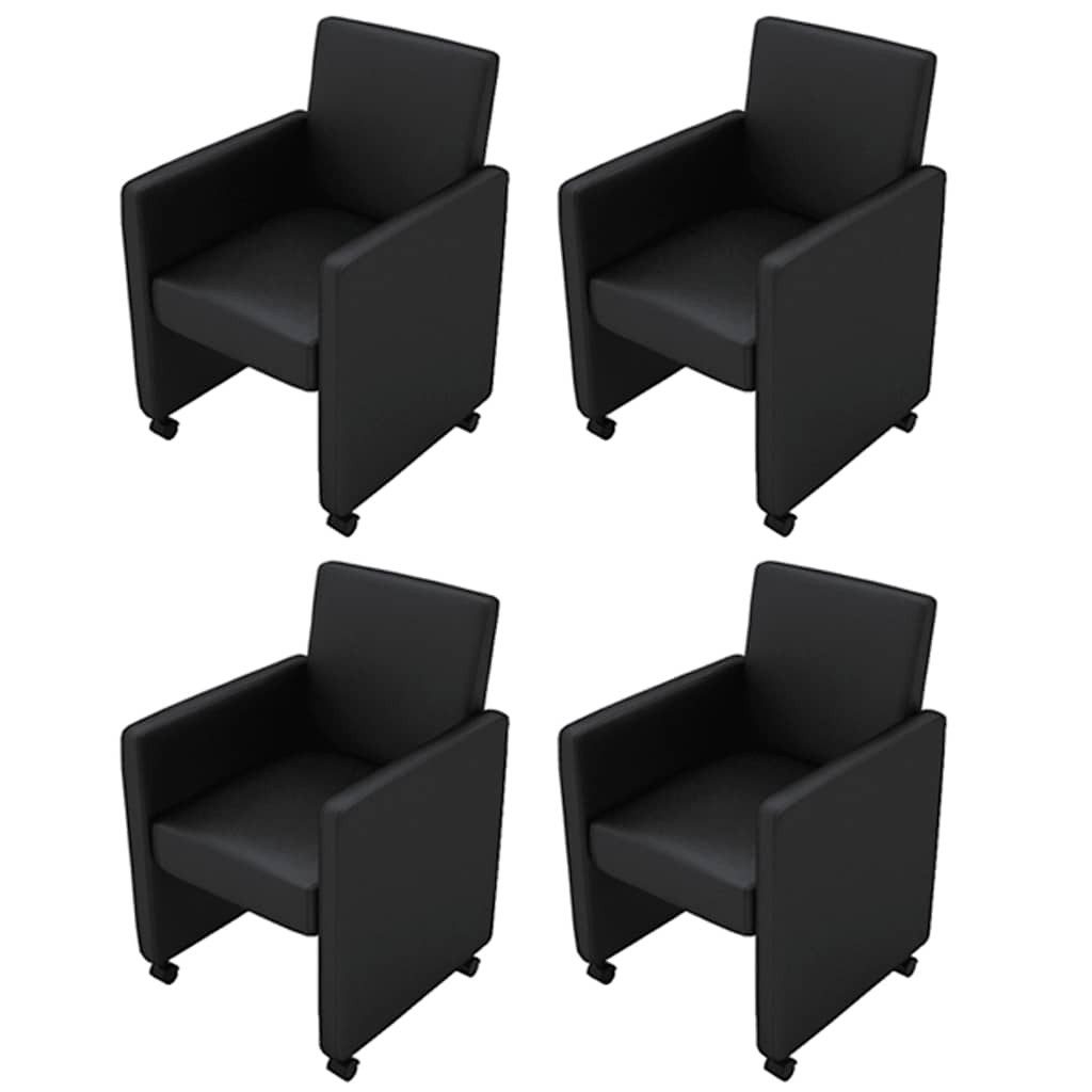vidaXL Esszimmerstuhl Esszimmerstühle 4 Stk. Schwarz Kunstleder (4 St)