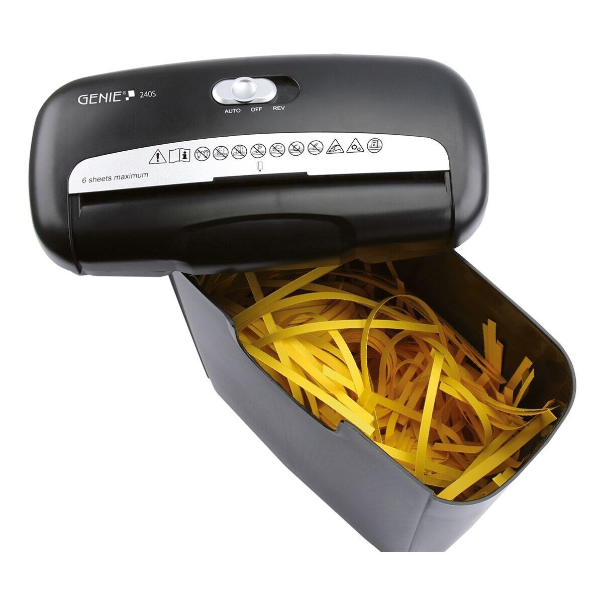 GENIE Aktenvernichter 240 S, Streifenschnitt 6 mm, 6 Blatt, 10 Liter