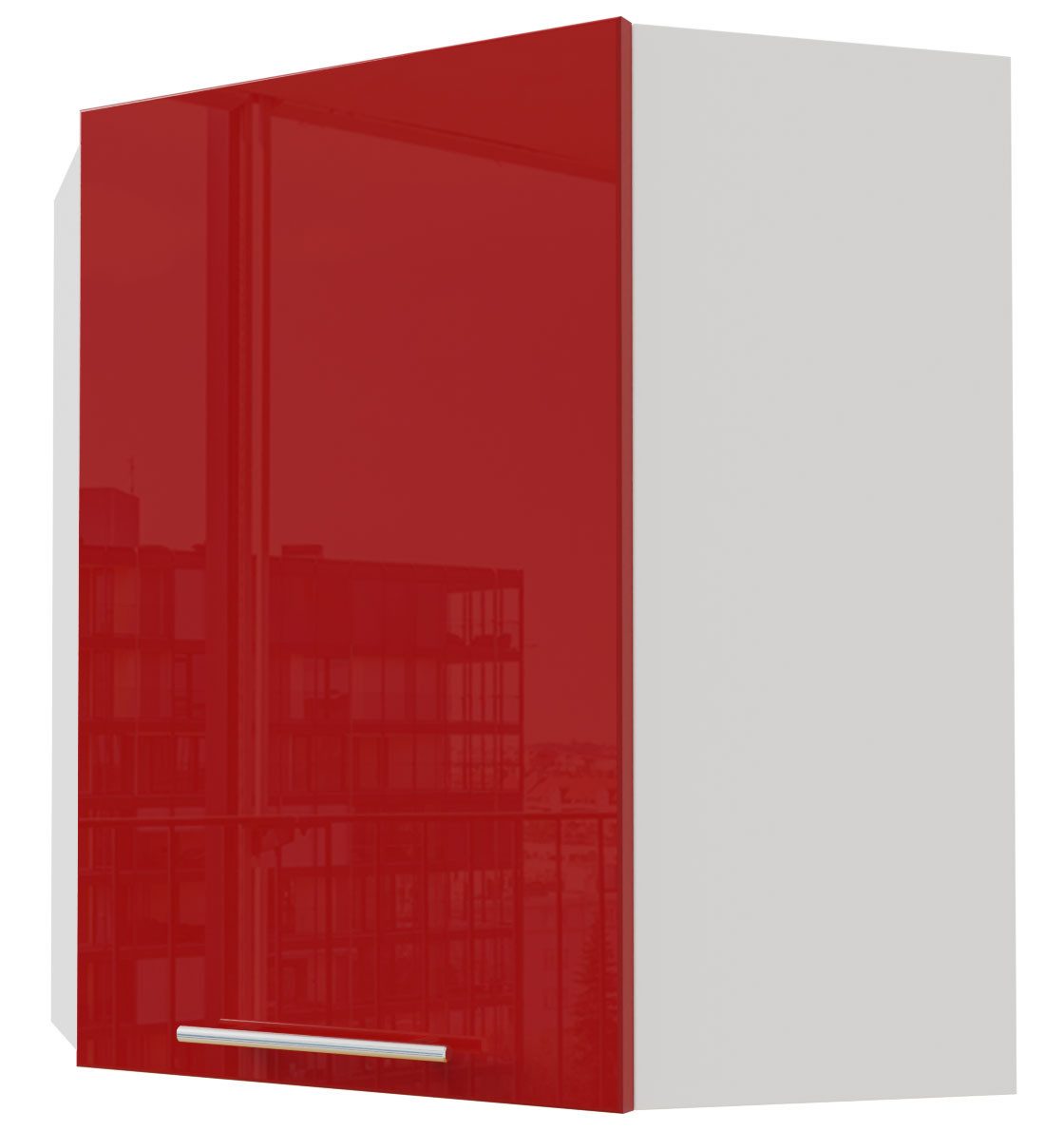 Feldmann-Wohnen Eckschrank Brerra (W10/60, 1-türig, 2 Einlegeböden, 1-St., moderne Optik, lackierte Fronten, 60x60x72cm) weiß / RAL 3002 karminrot Hochglanz