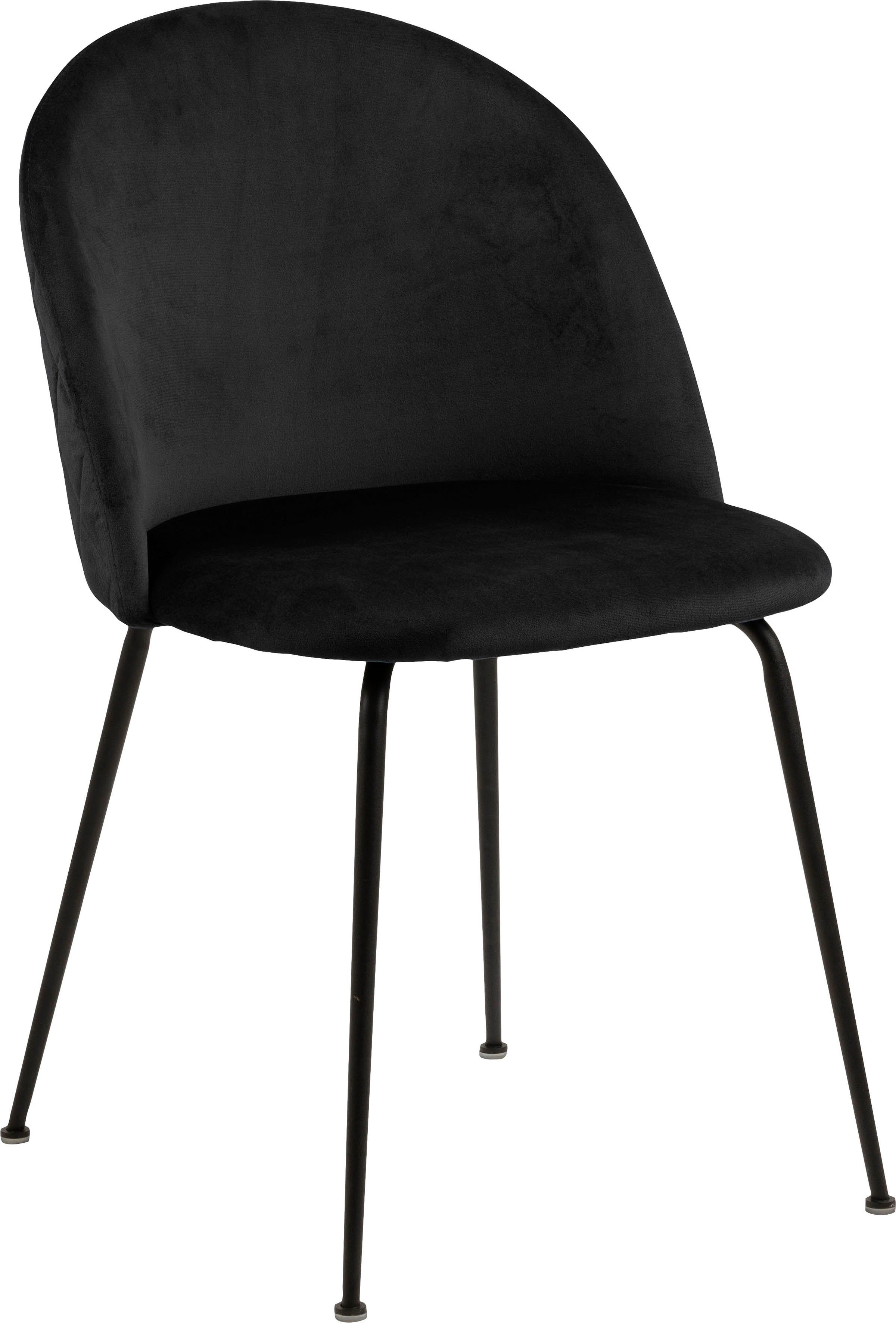 ACTONA GROUP Esszimmerstuhl Lena, bezogen mit Stoff mit Harlekin-Nähten, schwarze Metallbeine schwarz | schwarz | Stühle