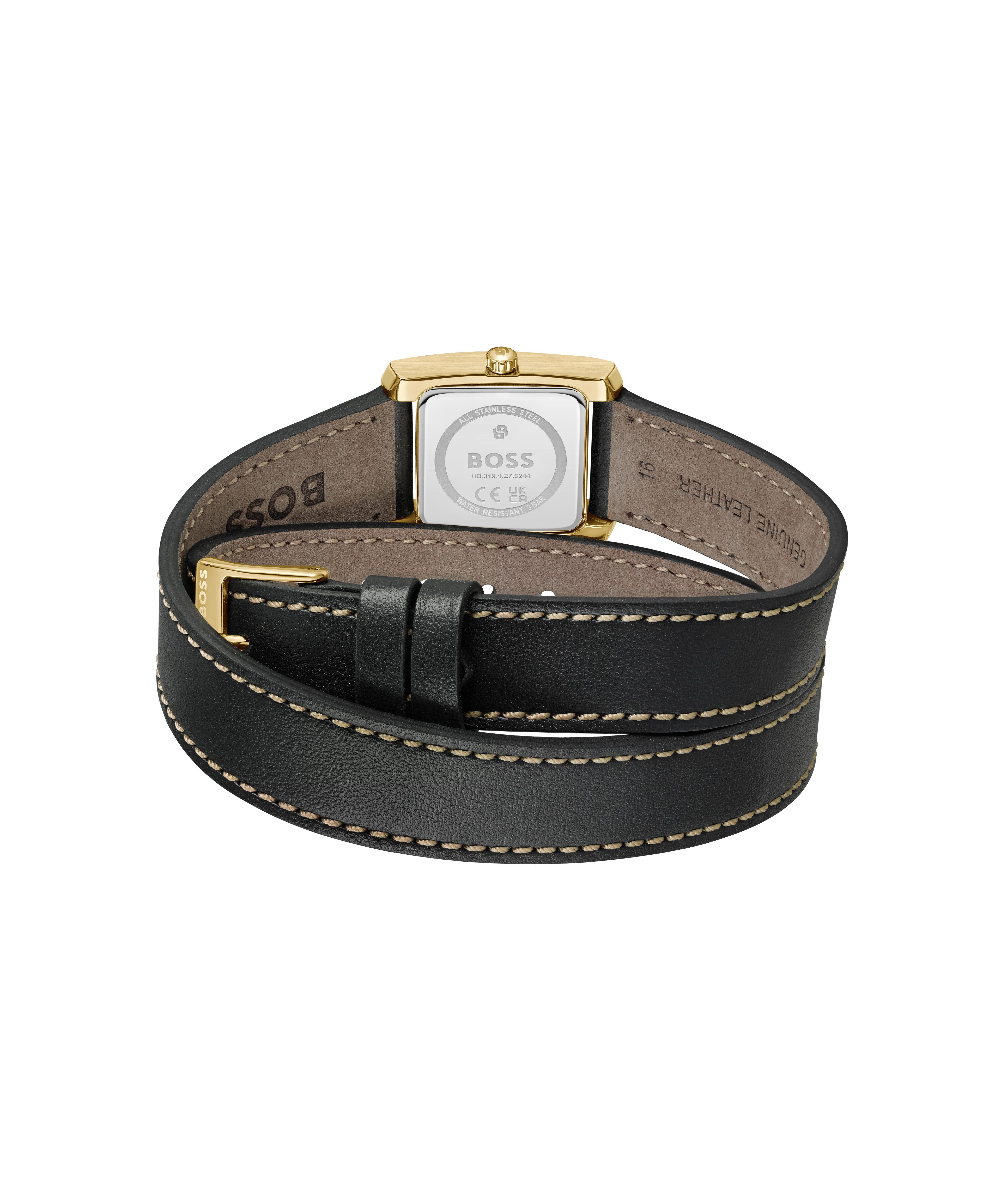 BOSS Quarzuhr LUCY 1502880, Armbanduhr, Damenuhr, Lederarmband, analog