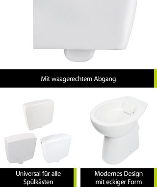 aquaSu Tiefspül-WC, Bodenstehend, Abgang Waagerecht, Erhöhtes Stand WC +7 cm, spülrandlos, Weiß, Tiefspüler, 571036
