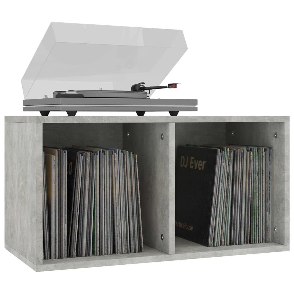 vidaXL Regal NA Schallplatten-Aufbewahrungsbox Betongrau 71x34x36 cm Spanplatte