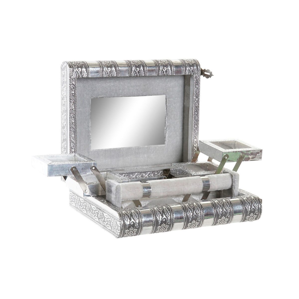 Bigbuy Schmuckkasten Schmuckdose Schmuckkasten silber SanLove Holz Aluminium 22,5 x 18,8 x