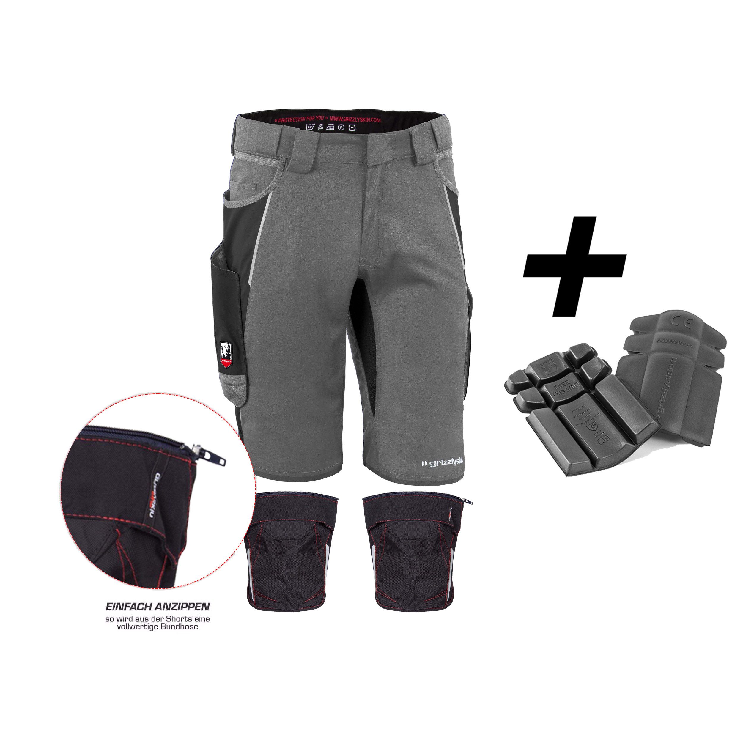 Qualitex Workwear Arbeitsshorts HANDWERKER-BUNDLE IRON Shorts + Kniepolstertasche inklusiv Kniepolster (3-tlg) modern kurze Arbeitshose - 13 Taschen - Strapazierfähig - Atmungsaktiv