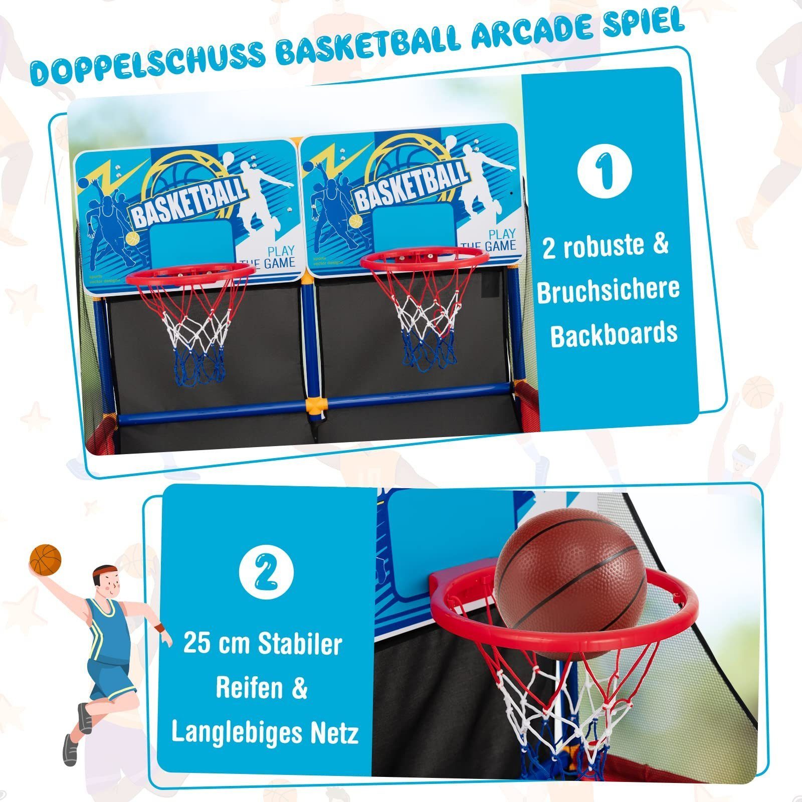 COSTWAY Basketballkorb Arcade Basketballspiel, für 2 Spieler, In-/Outdoor