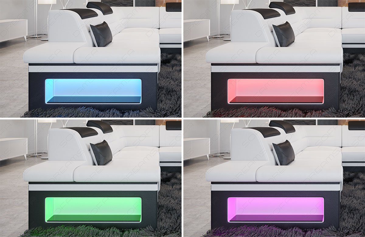 LED, Form Wohnlandschaft Schlafsofa, wahlweise als Couch, Sofa Sofa, mit Brianza Bettfunktion U Dreams Leder Designersofa Ledersofa mit