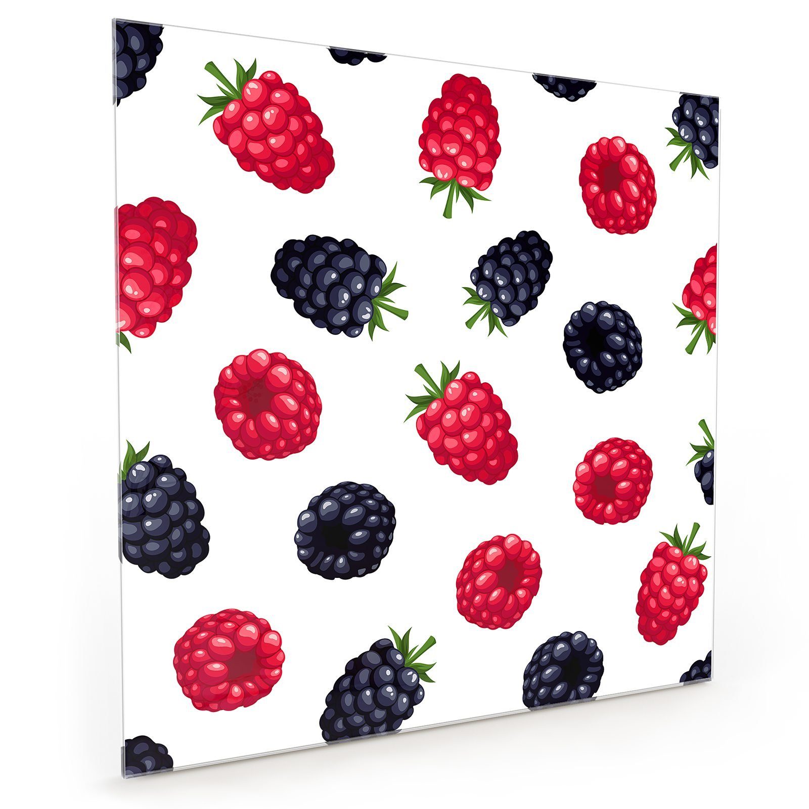 Primedeco Küchenrückwand Küchenrückwand Spritzschutz Glas mit Motiv Brombeeren und Himbeeren