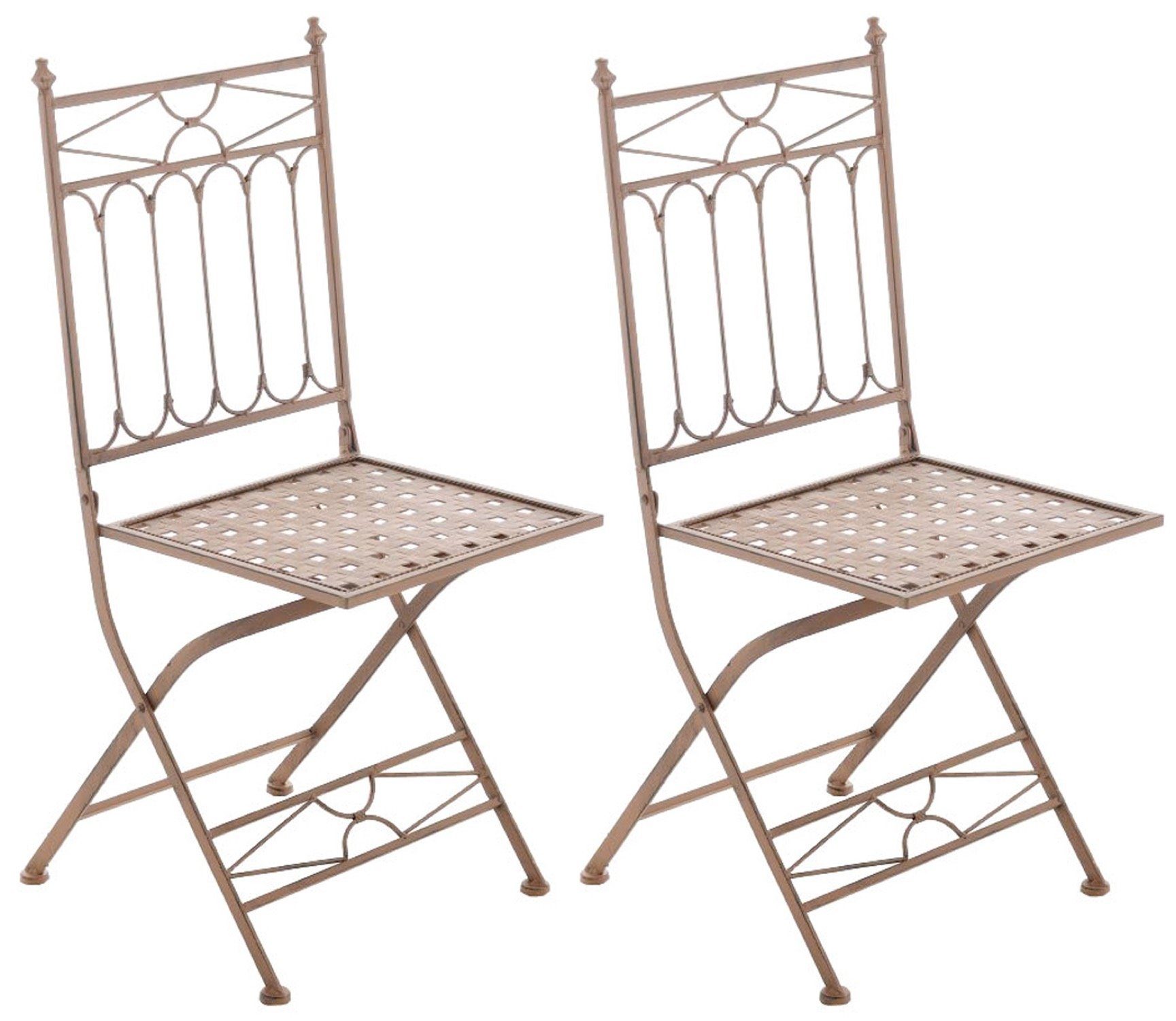 TPFLiving Gartenstuhl Asiri 2er Set - Klappstühle für den Garten - Farbe: (Hochwertiger und stabiler Metallstuhl aus handgefertigtem Eisen, 1 St), Balkonstuhl, Terrassenstuhl - Maße (TxBxH): 43 x 40 x 95cm antik braun
