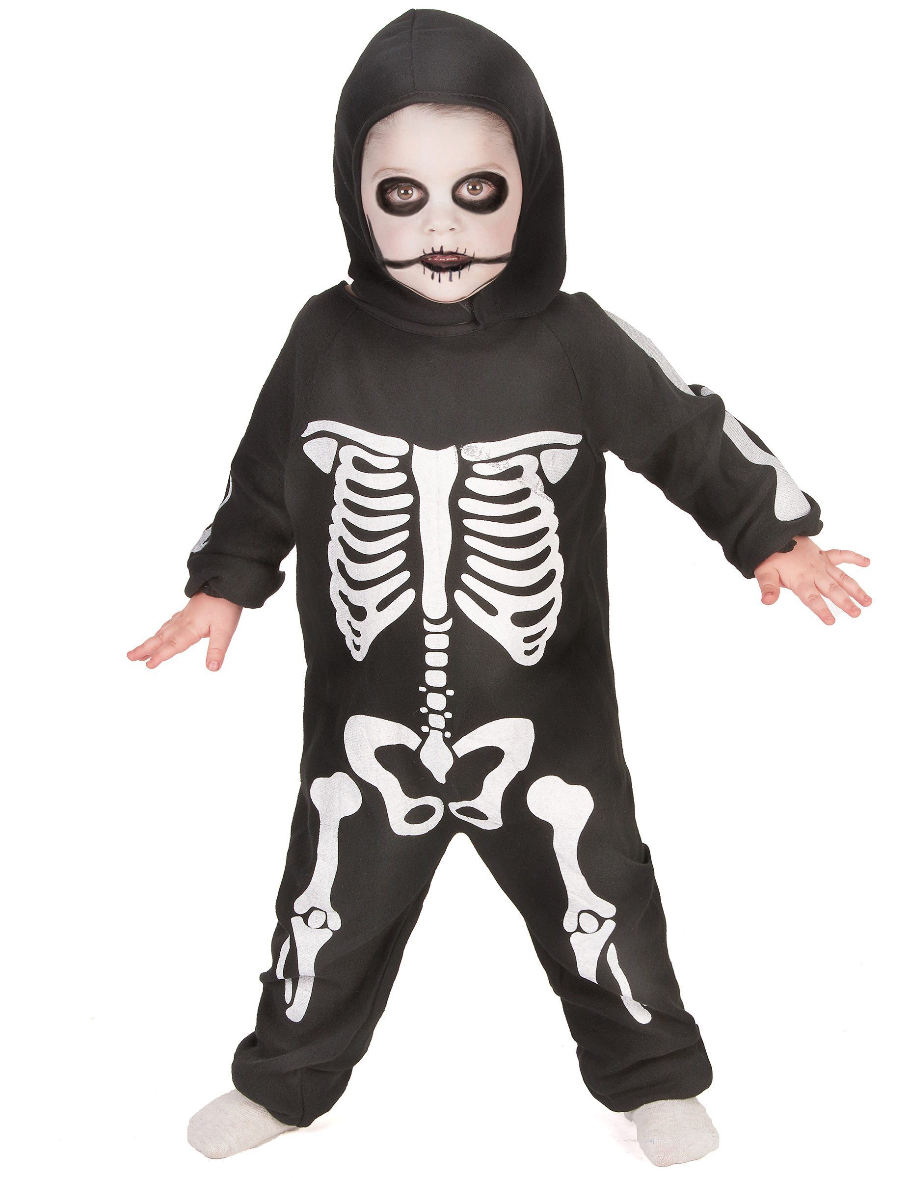 JADEO Kostüm Skelett Kinderkostüm Overall schwarz-weiss
