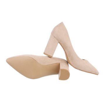 Ital-Design Damen Abendschuhe Elegant High-Heel-Pumps Blockabsatz High Heel Pumps in Beige