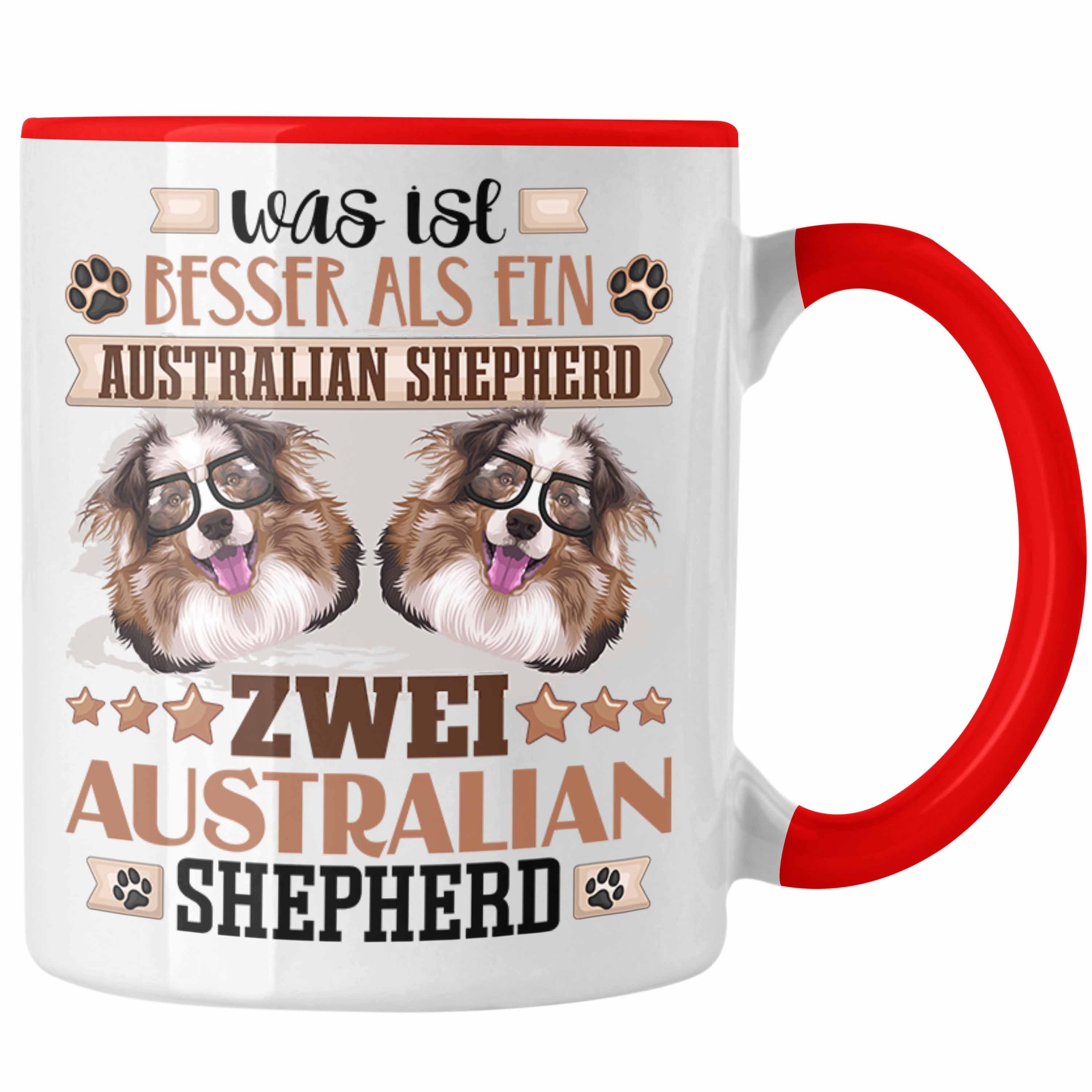 Trendation Tasse Australian Shepherd Besitzer Tasse Geschenk Lustiger Spruch Geschenkid Rot