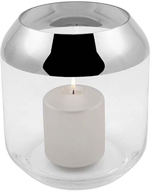 Fink Teelichthalter SMILLA, Windlicht aus mundgeblasenem Glas, auch als Vase nutzbar, Höhe 21 cm | Teelichthalter