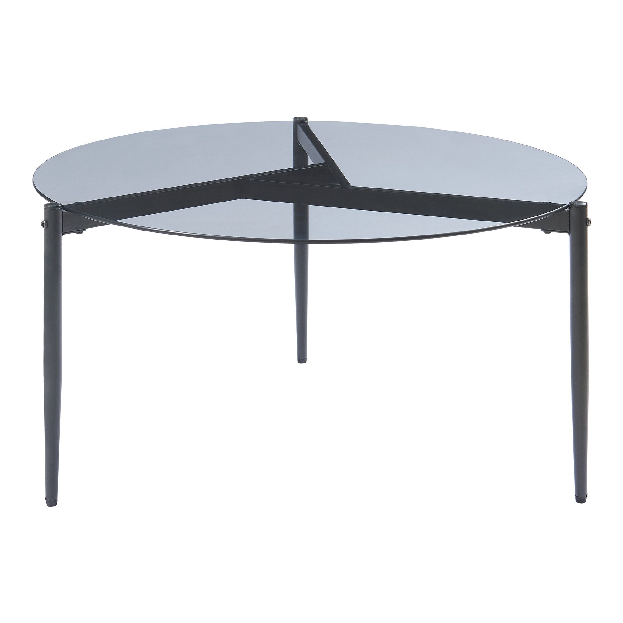 en.casa Couchtisch, »Ulökantaa« Ø80 x 40 cm rund Metallgestell Rauchglas, grau