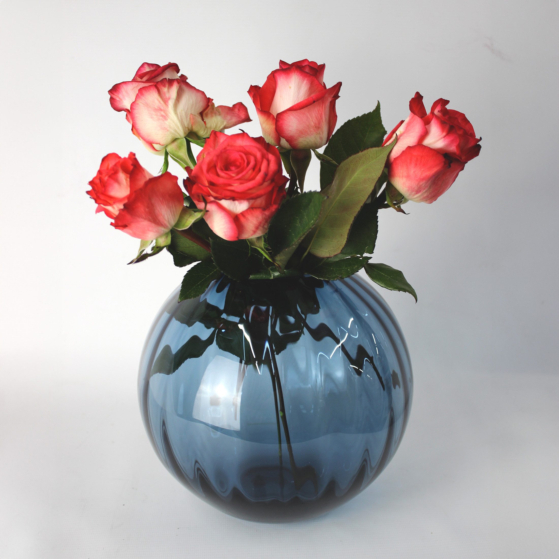 Signature Home Collection Kugelvase Glasvase rund Rillen blau braun Vase Gl günstig online kaufen
