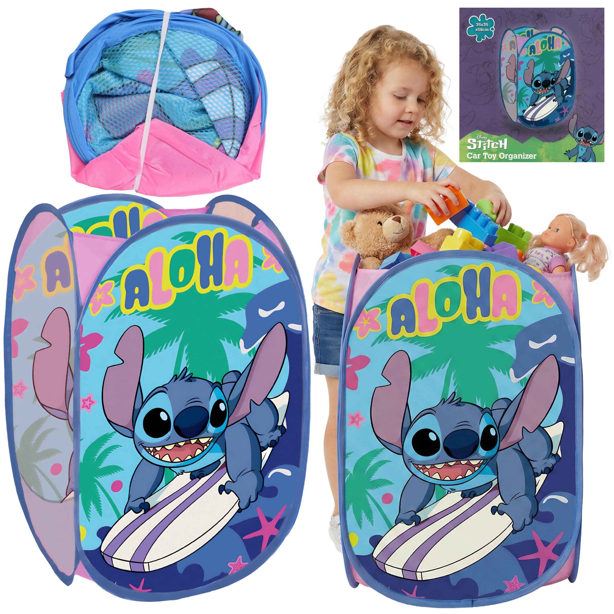 Spielzeugtruhe DISNEY Stitch Spielzeugkorb, faltbar, Kinderzimmer, 35 × 35 × 58 cm