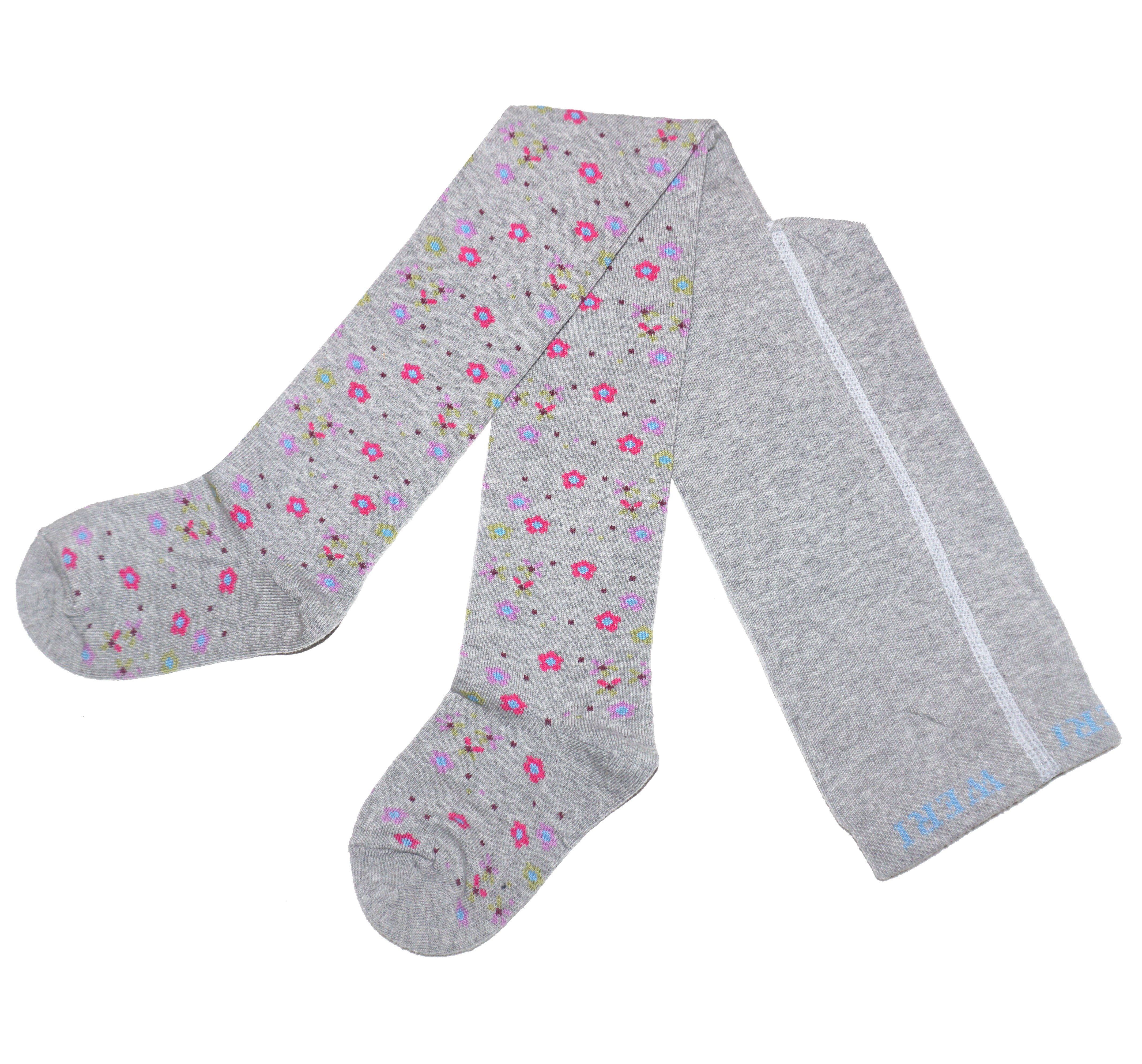 WERI SPEZIALS Strumpfhersteller GmbH Strickstrumpfhose Kinderstrumpfhosen für Mädchen >>Feine Blumen<< weiche Baumwolle