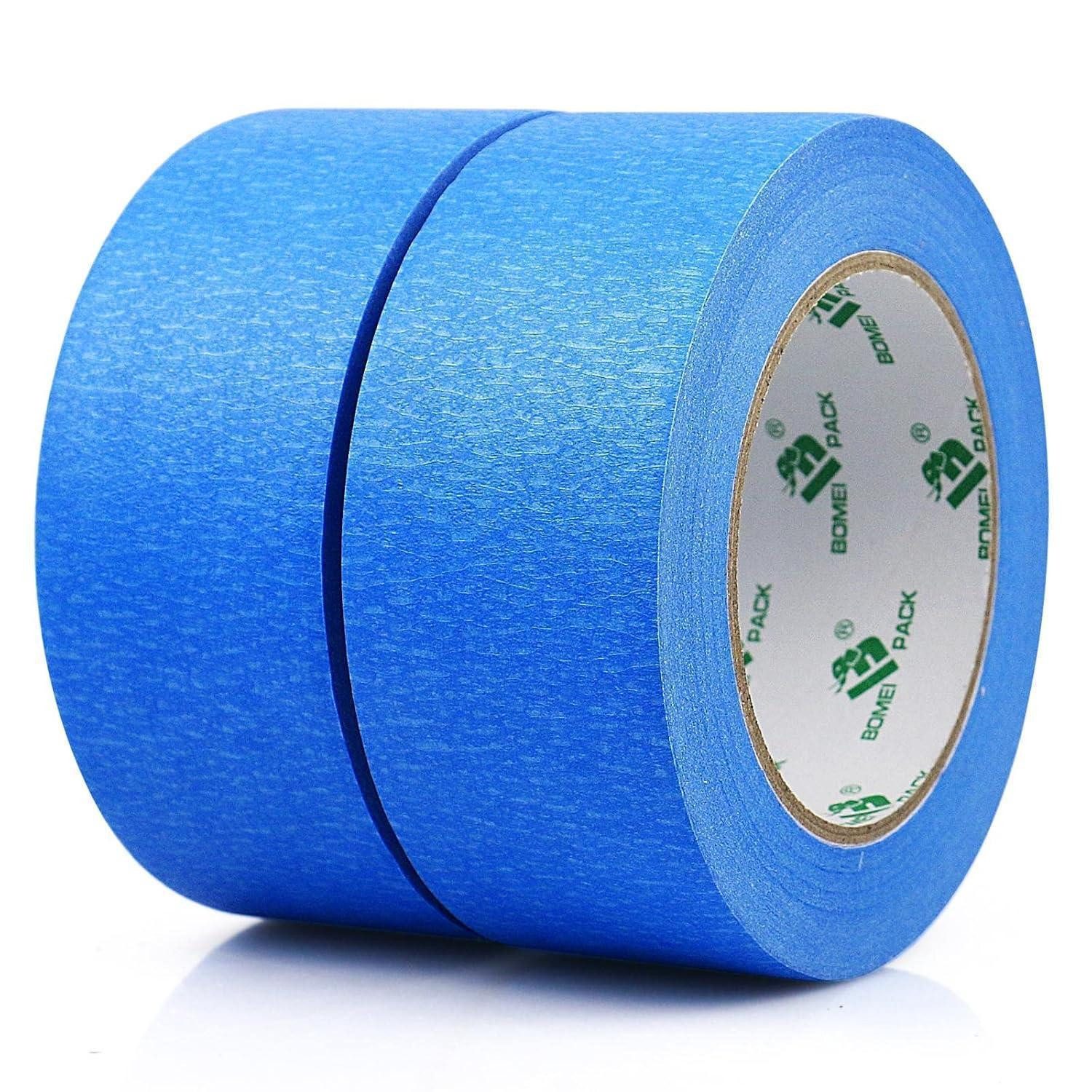 BOMEI PACK Kreppband 2 Rollen Blau Kreppband 48mmx50m Malerkrepp für Malerarbeiten und