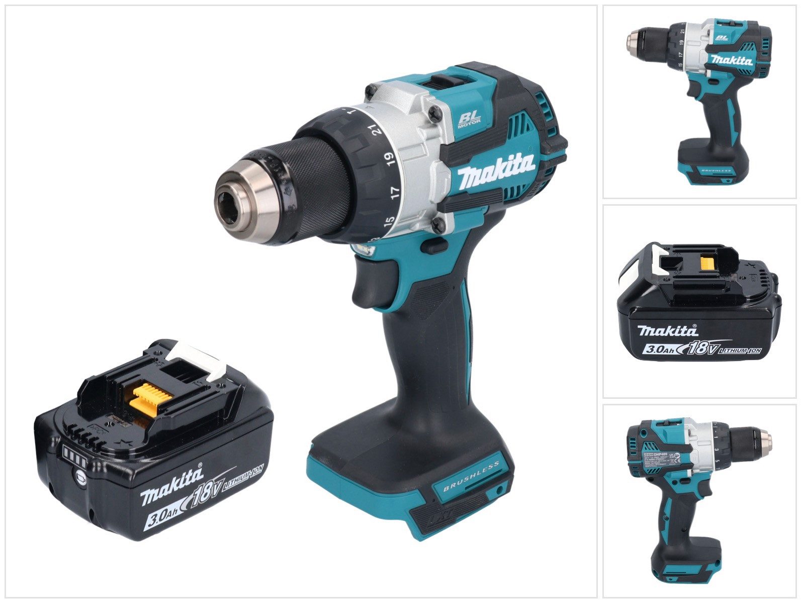 Makita Akku-Schlagbohrschrauber DHP 489 F1 Akku Schlagbohrschrauber 18 V 73 Nm Brushless + 1x Akku
