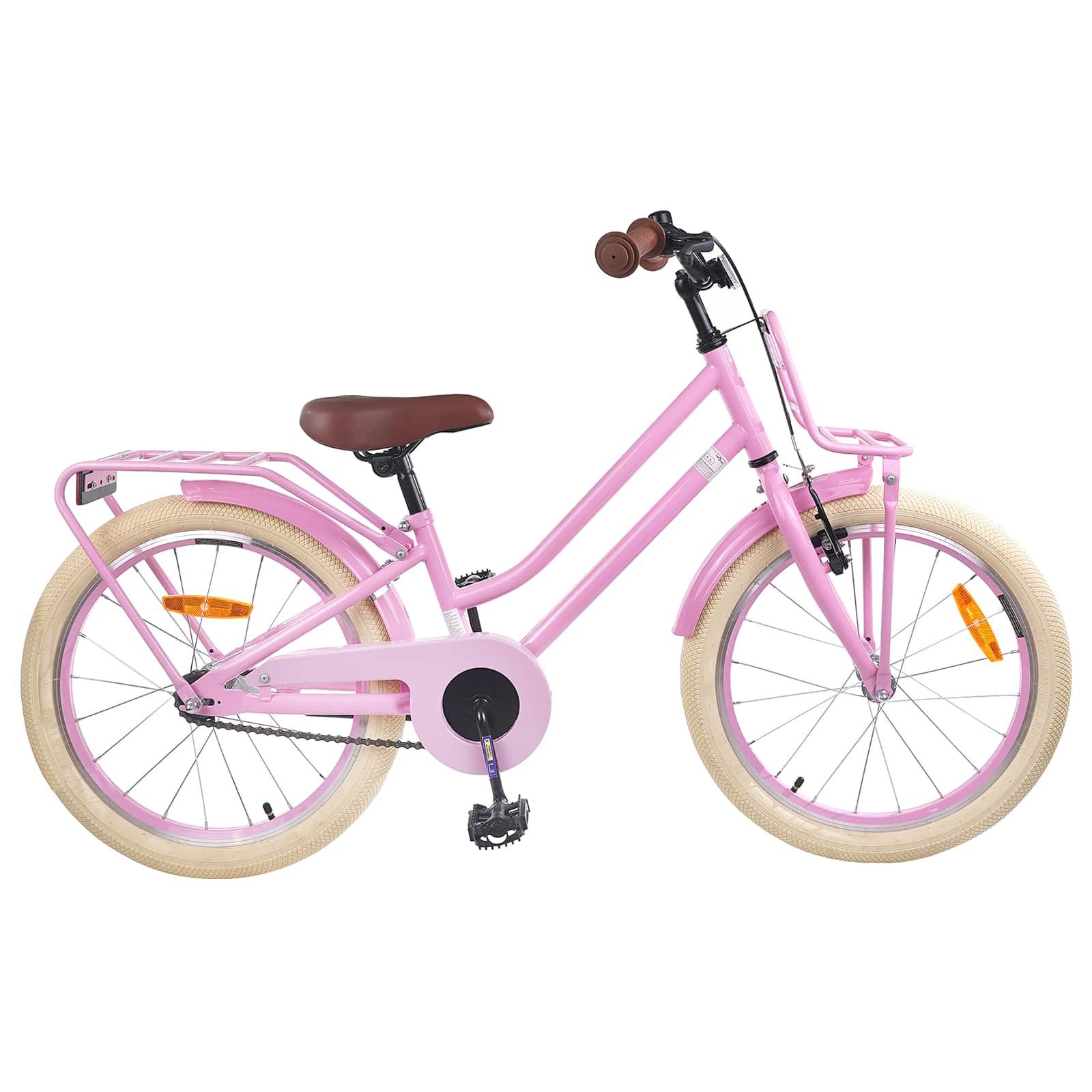 vidaXL Kinderfahrrad 123 x 51 x 78 cm Kinderfahrrad 18 Zoll für 5-7 Jahre alt Hellrosa