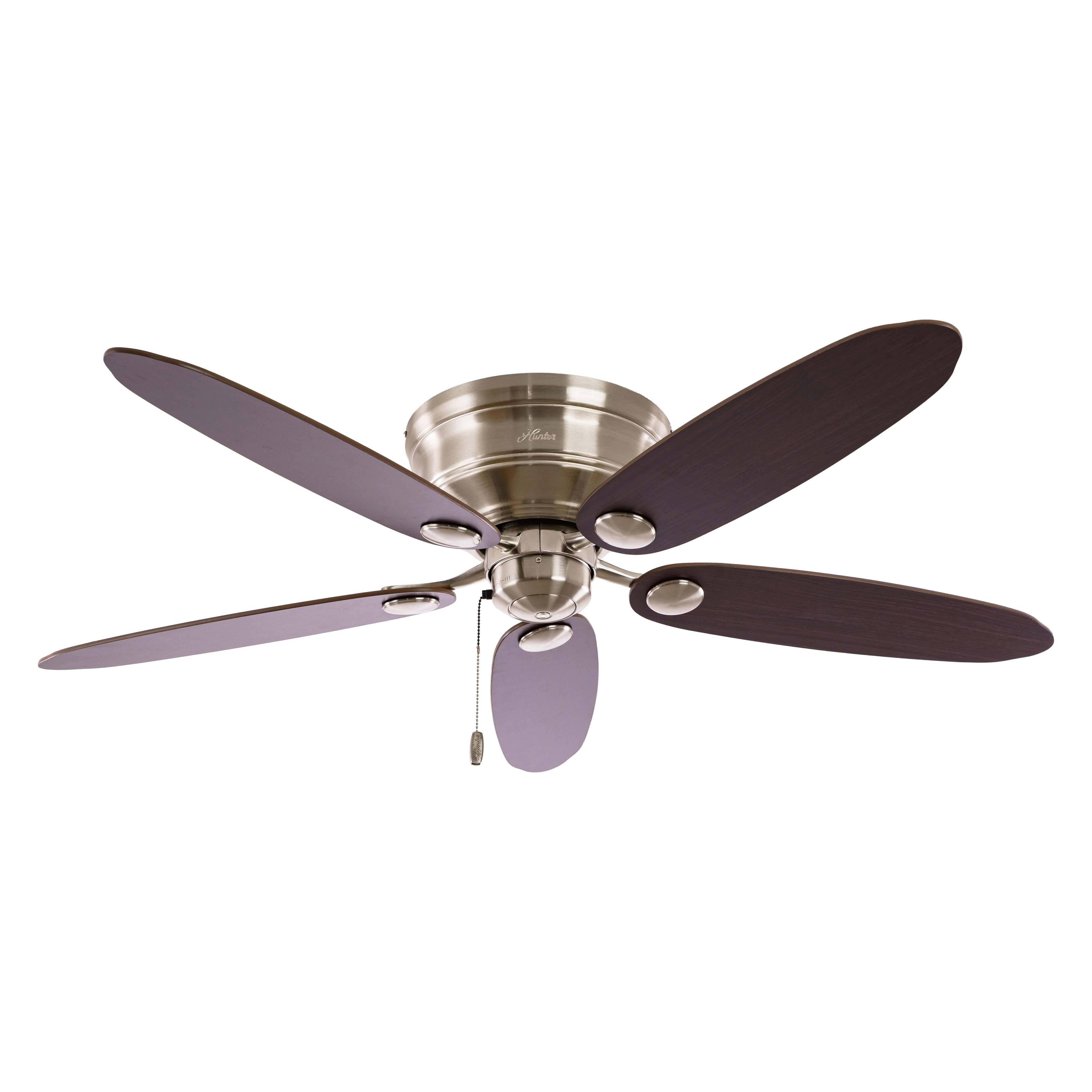 Hunter Deckenventilator Deckenventilator Low Profile Chrom, Mit Zugschnur