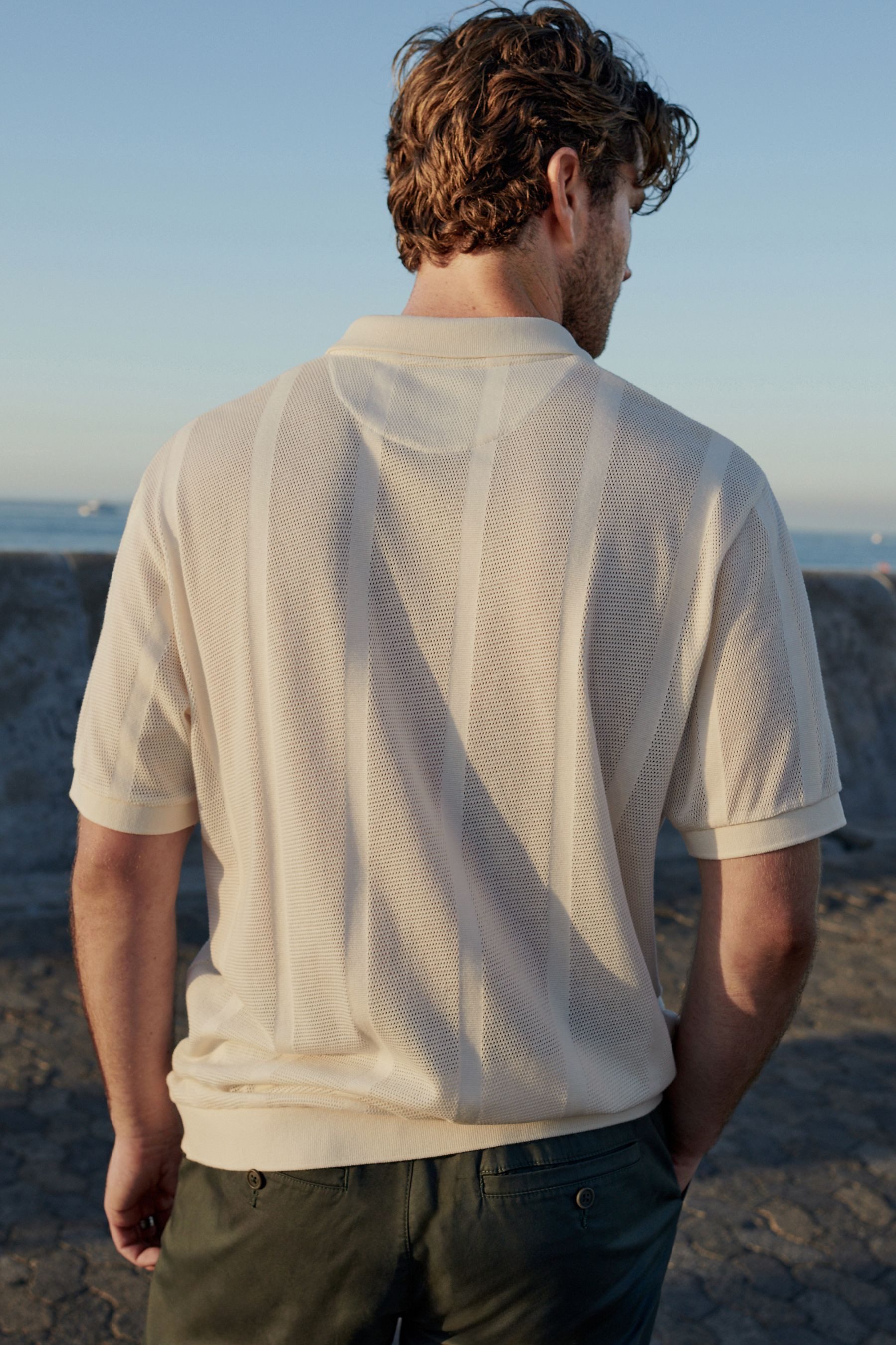 Next Poloshirt Strukturiertes Kurzarm-Poloshirt mit Kuba-Kragen günstig online kaufen