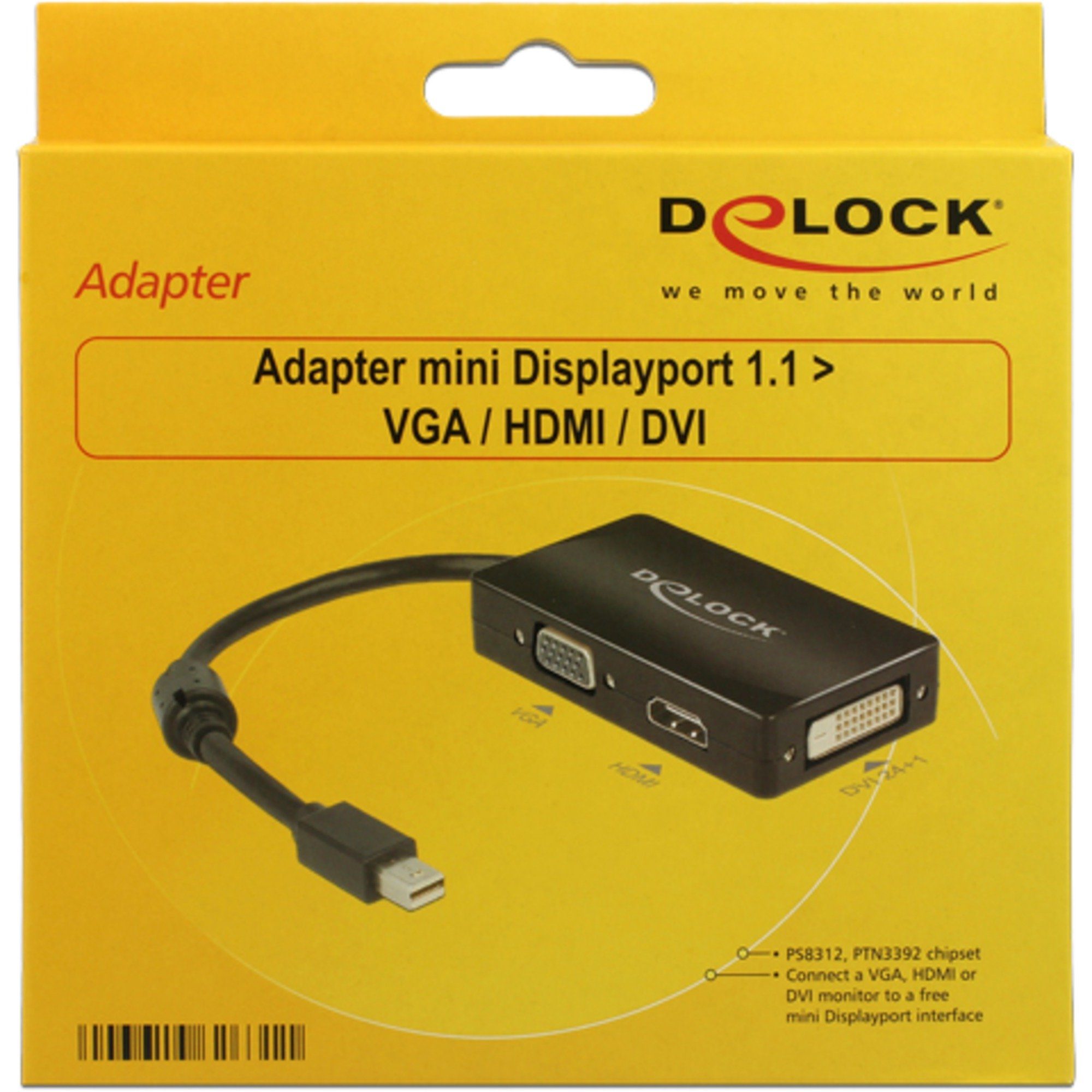 DeLOCK Adapter MiniDisplayport > VGA/HDMI/DVI, (16 Audio- & Video-Adapter