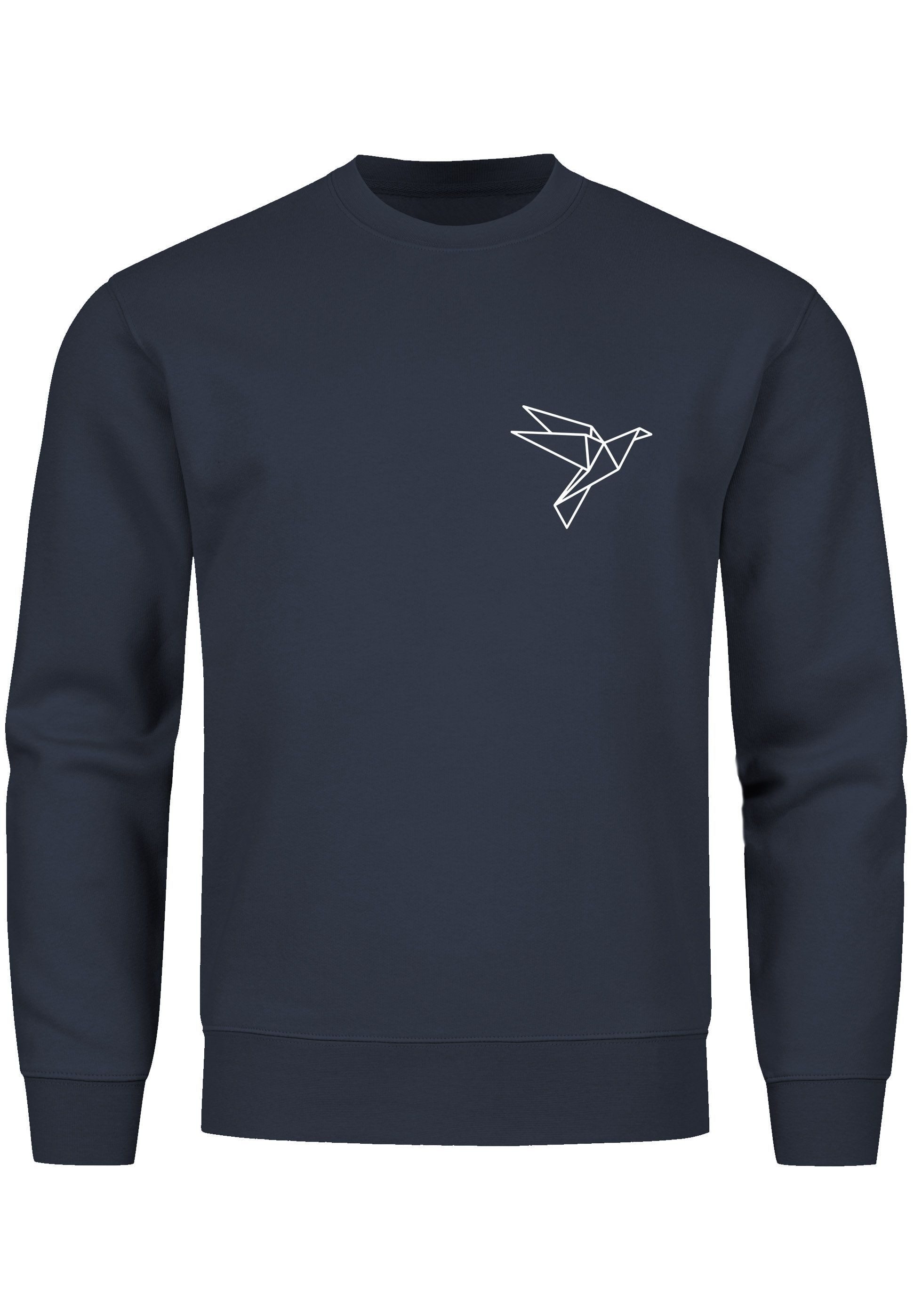 Neverless Sweatshirt Sweatshirt Herren Polygon Print Aufdruck Vogel Origami günstig online kaufen
