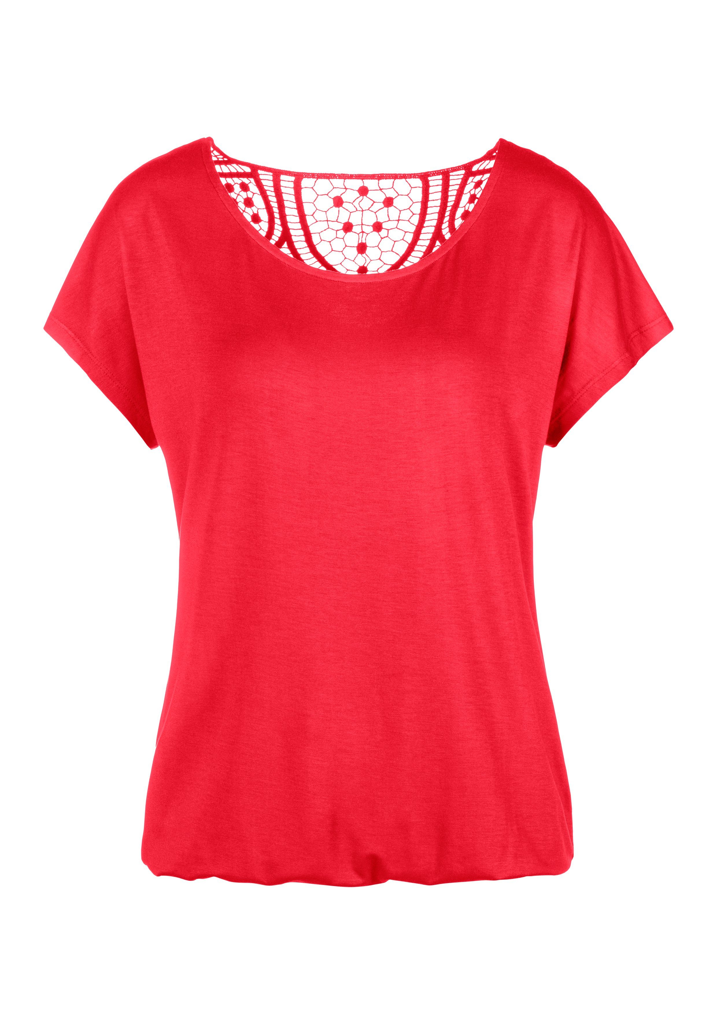 Vivance by Lascana Kurzarmshirt mit Spitzeneinsatz am Rücken (2er-Pack) aus elastischem Viskose-Jersey – Bild 4 von 5