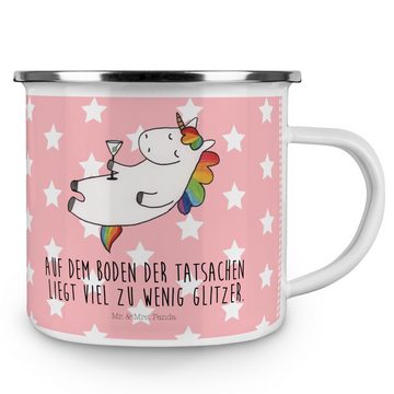 Mr. & Mrs. Panda Becher Einhorn Cocktail - Rot Pastell - Geschenk, Glitzer, Camping Tasse Met, Emaille, Korrosionsbeständig