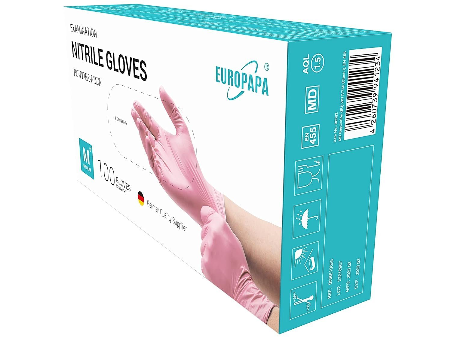 EUROPAPA Einweghandschuhe 1000x Nitrilhandschuhe Einweghandschuhe puderfrei (Untersuchungshandschuhe) EN455 EN374 latexfrei Einmalhandschuhe Handschuhe