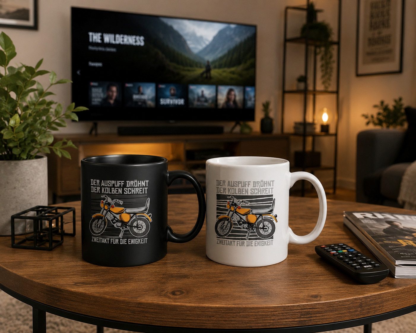 Blondie & Brownie Tasse Zweitakt Tasse Simson Motorrad Zweirad Vater Mann Print Kultbecher Fun, 1-tlg., Keramik, Zweitakt Tasse Kolbenklang Edition Classic