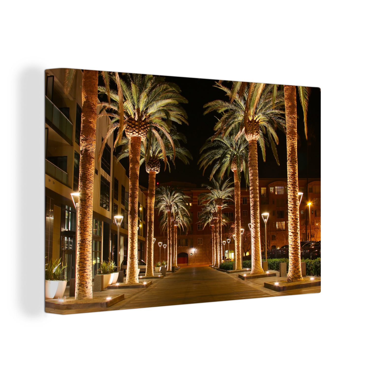 OneMillionCanvasses® Leinwandbild Palmen entlang der Straße im costaricanischen San José, (1 St), Wandbild Leinwandbilder, Aufhängefertig, Wanddeko, 30x20 cm | Leinwandbilder