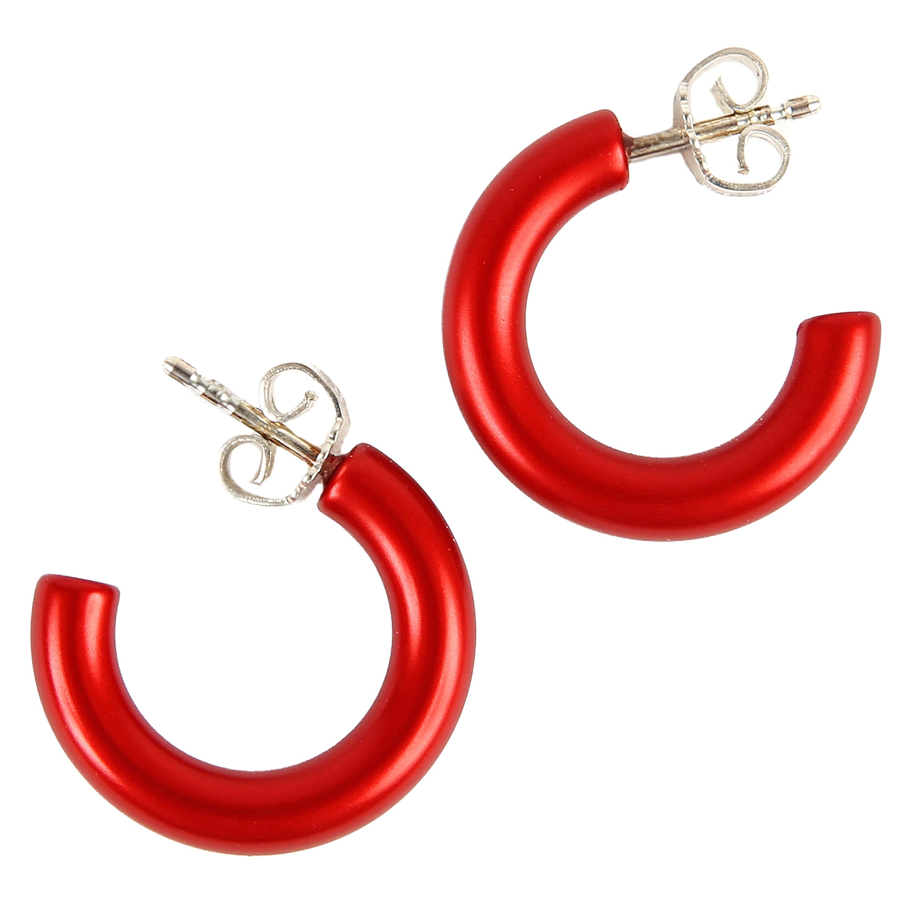 DeMarie Paar Creolen eloxiertes Aluminium rot