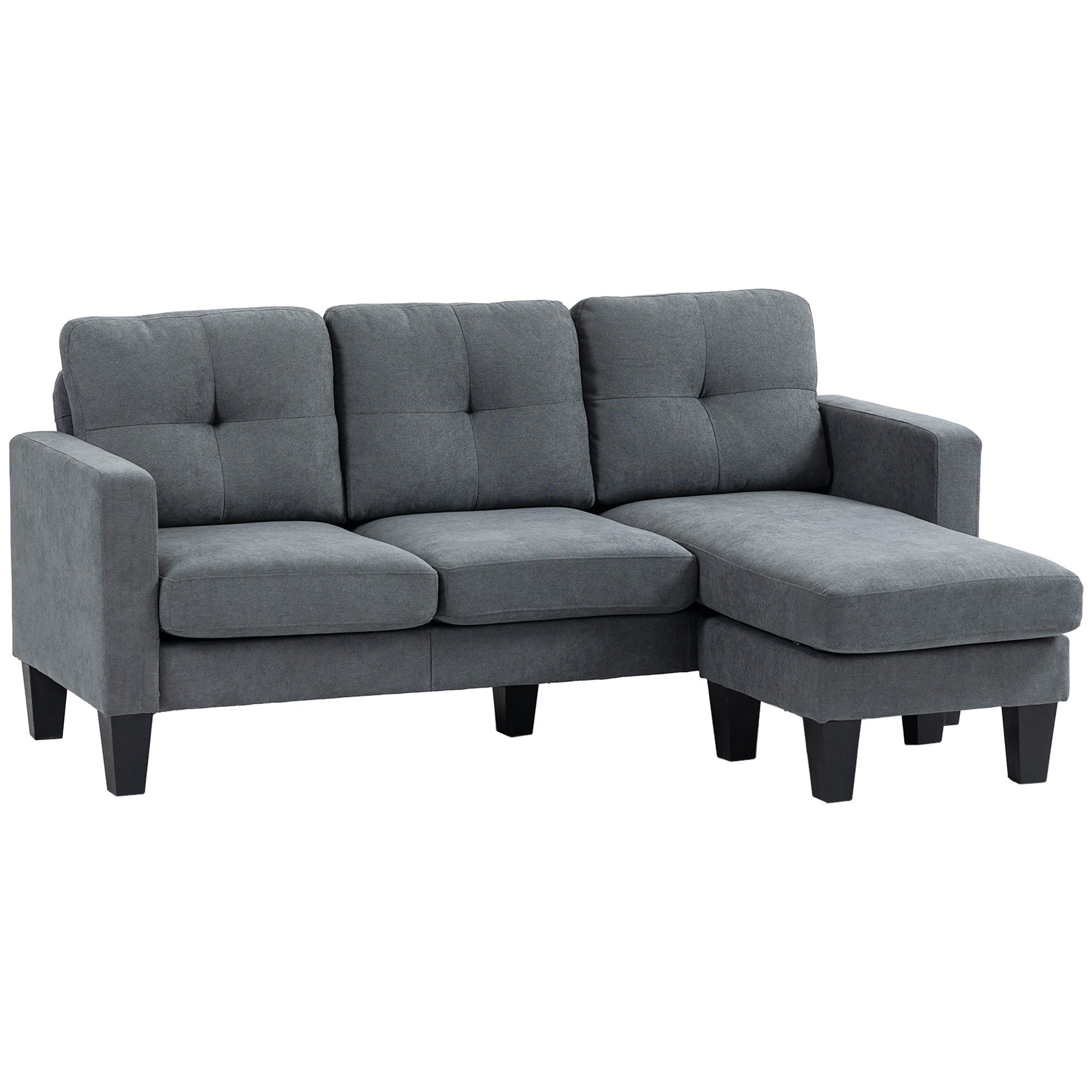 HOMCOM Ecksofa Couch mit Umkehrbarer Chaiselongue, Federkern, Hochdichtem S günstig online kaufen
