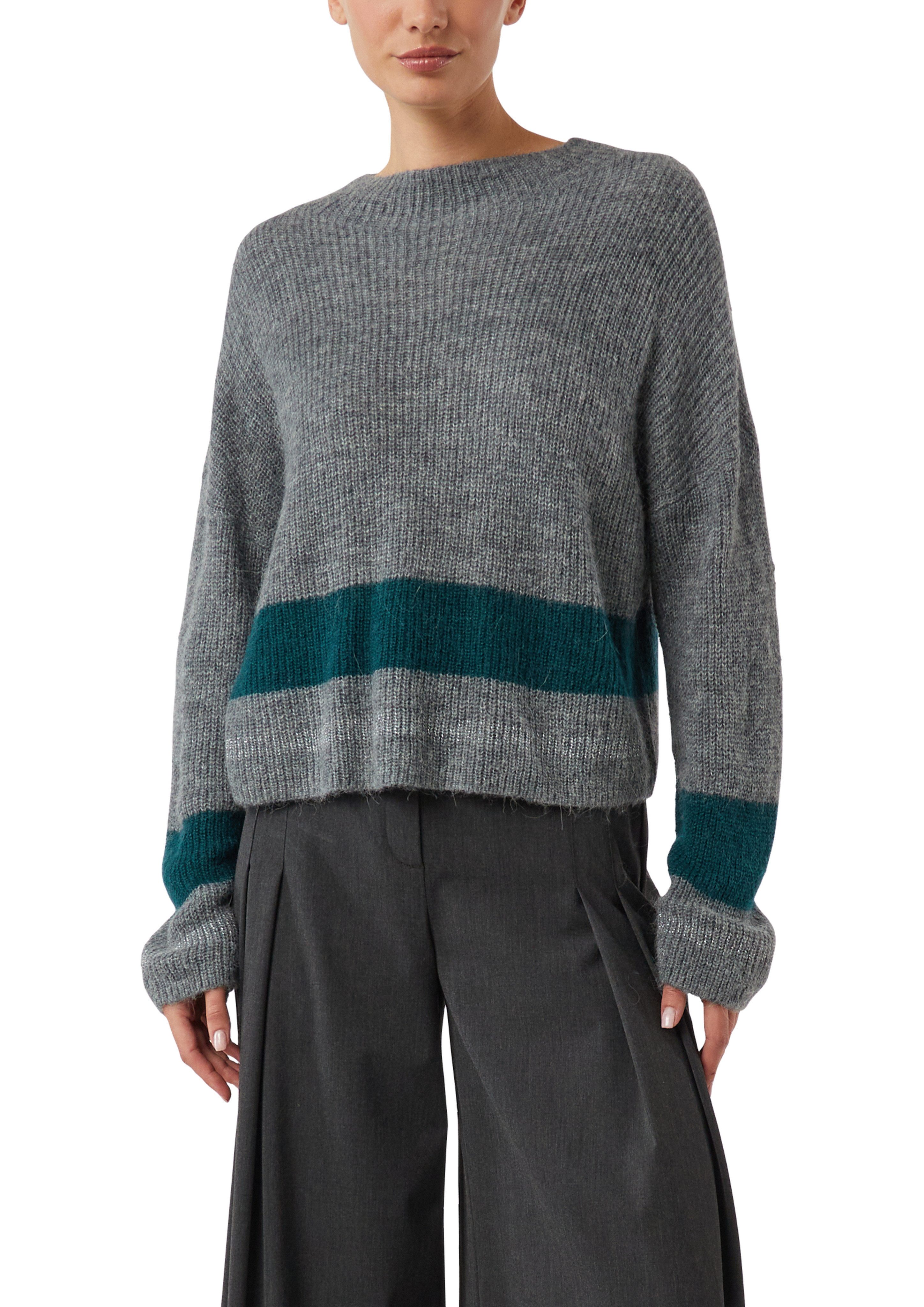 comma Strickpullover Unifarben mit Längstreifen