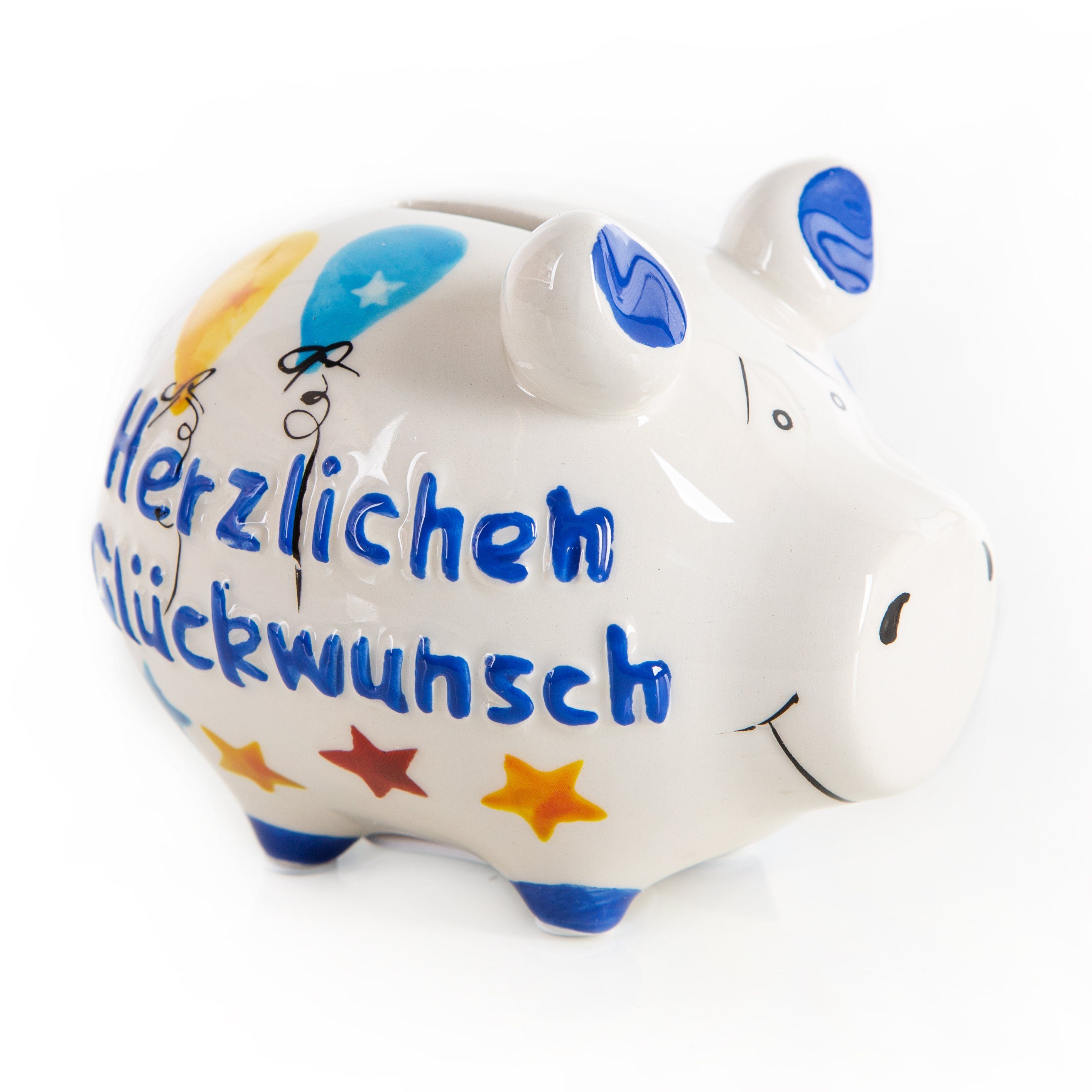 Logbuch-Verlag Spardose Sparschwein Herzlichen Glückwunsch bunt 12,5 cm,  Sparschwein